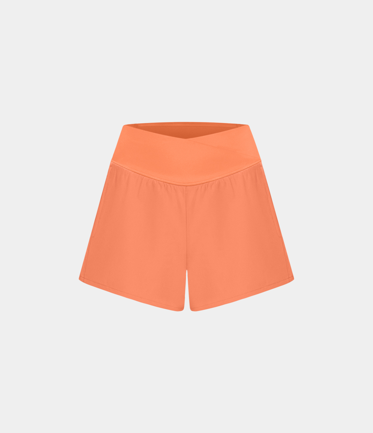 High Waisted Crossover Pocket 2-in-1 Quick Dry Yoga Shorts 4"