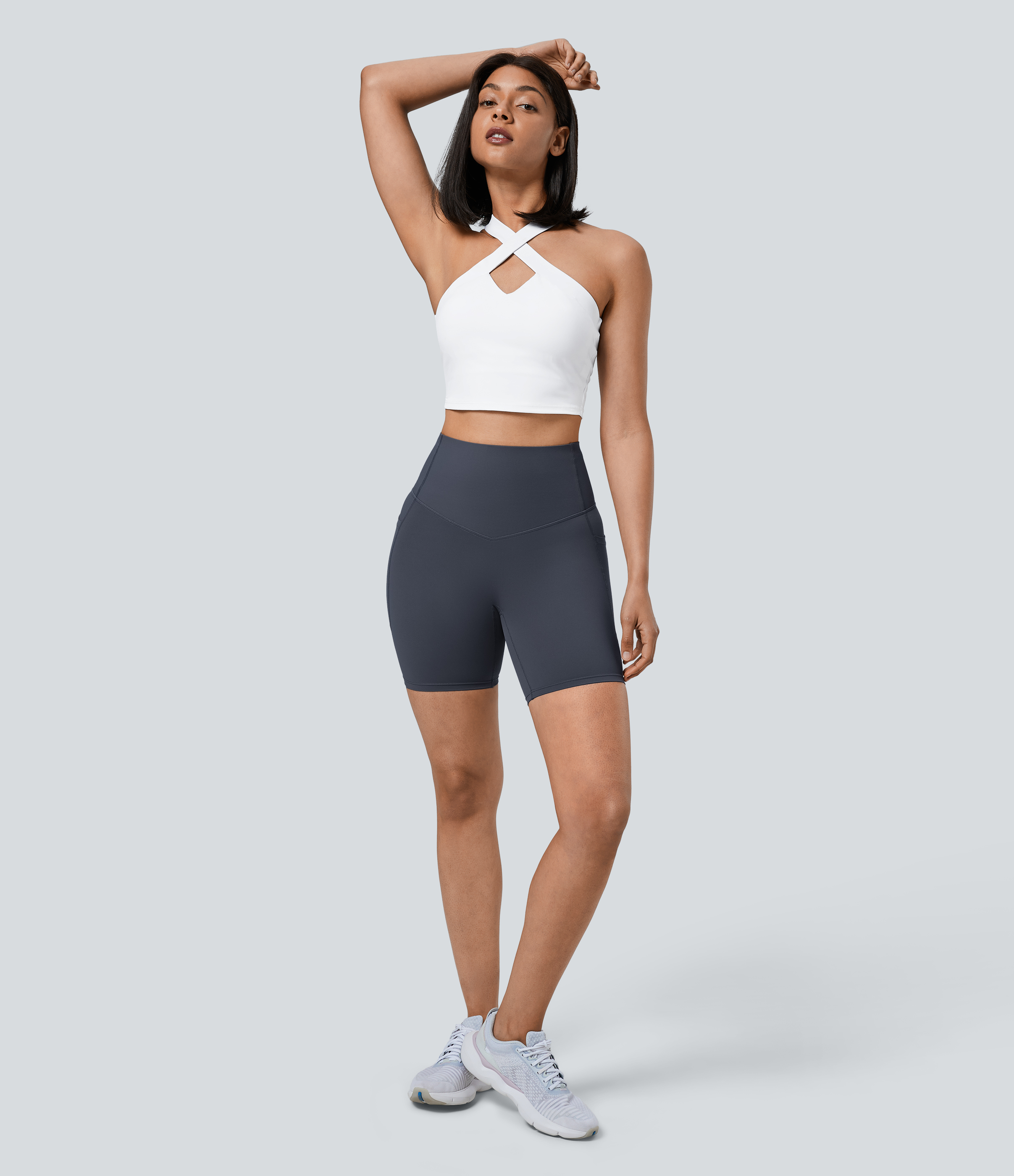 SoCinched High Waisted Tummy Control Pocket Shaping Training Biker Shorts 7''