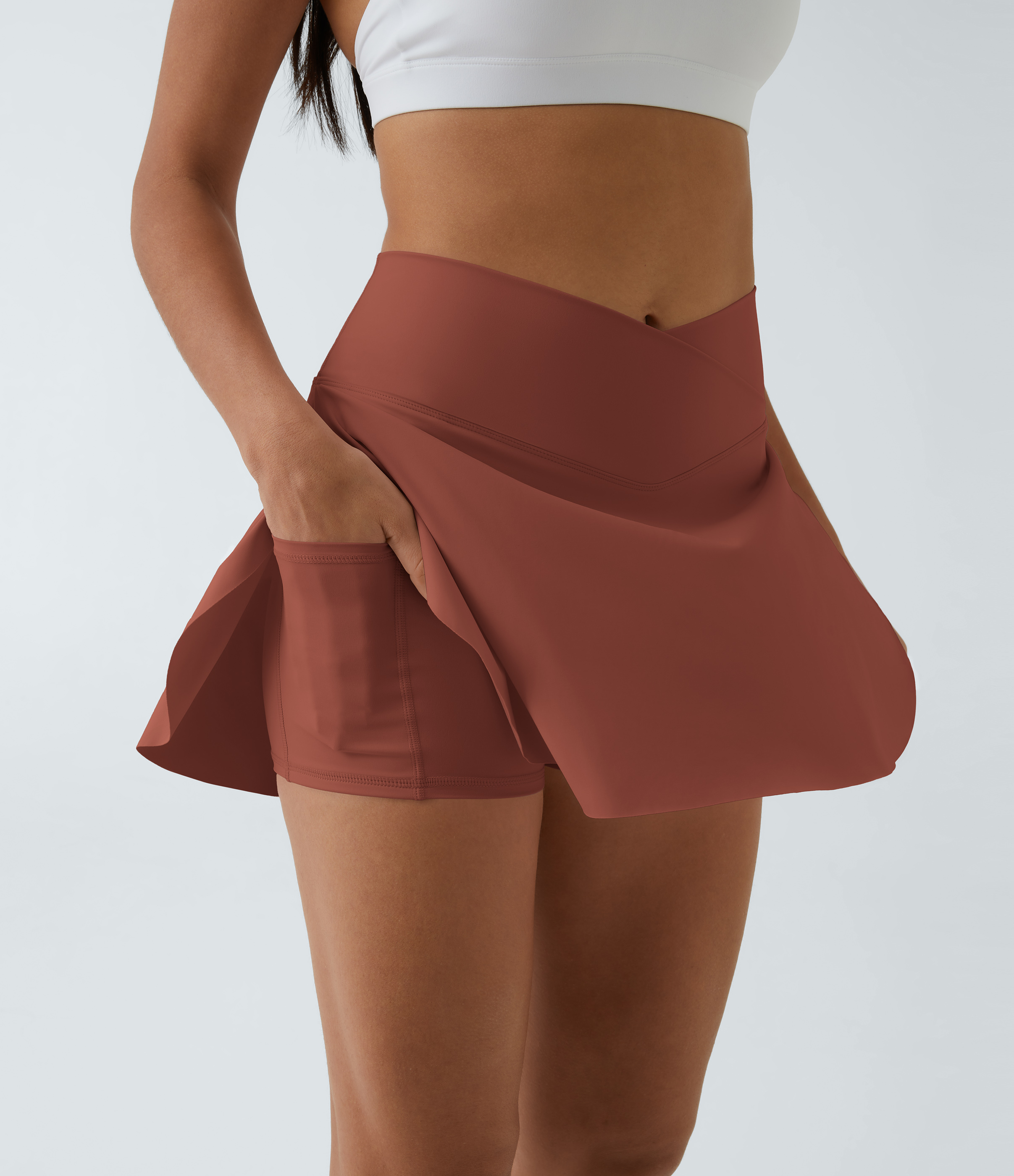 SoftlyZero™ Airy Crossover Pocket 2-in-1 Cool Touch Tennis Skirt-Lucid