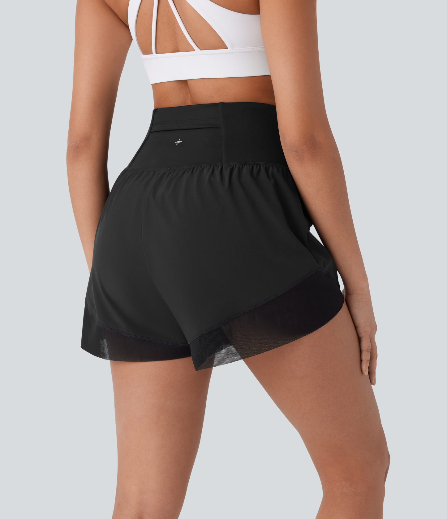 High Waisted Pocket Crossover Hem Quick Dry Yoga Shorts