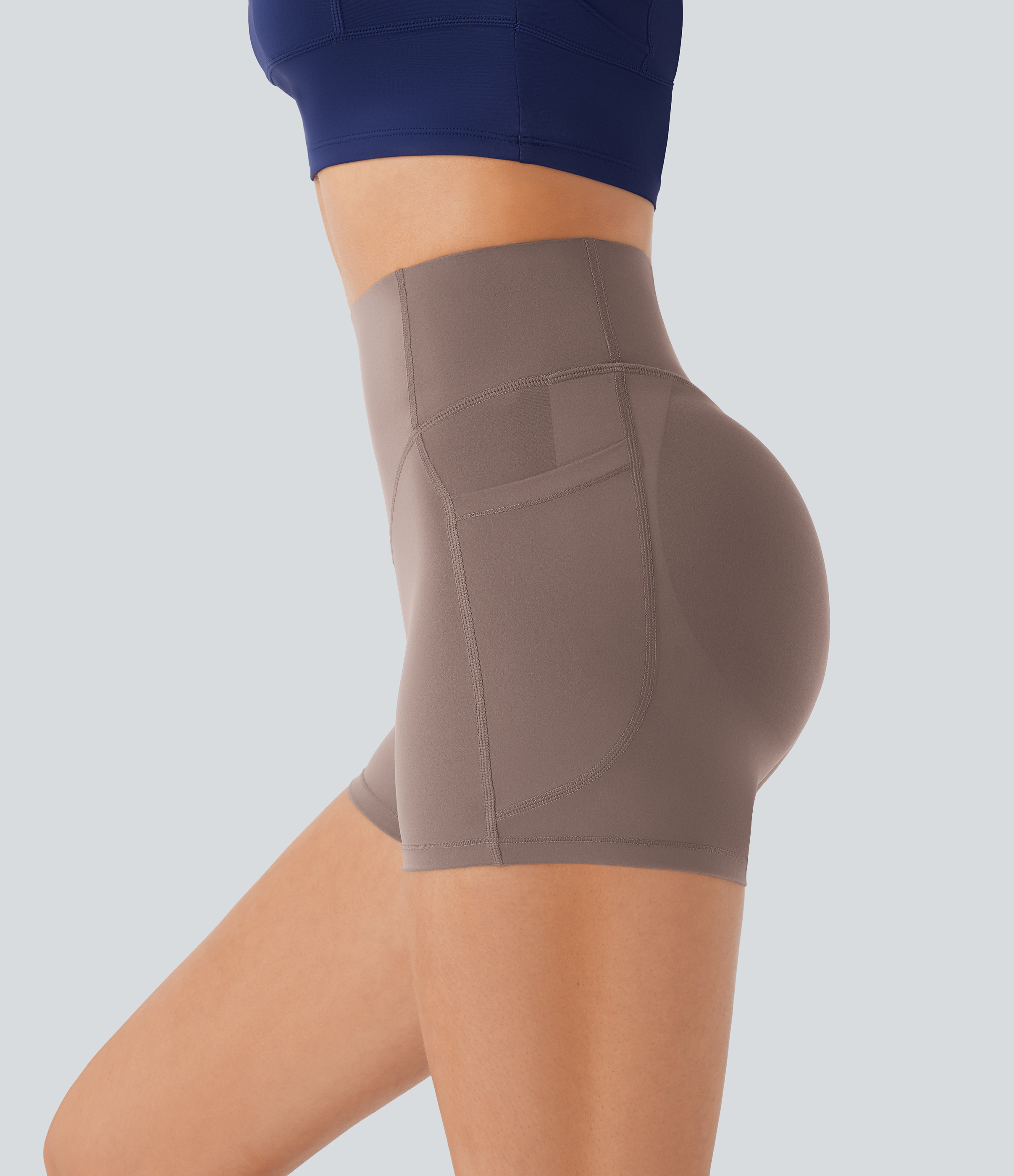 SoCinched High Waisted Scrunch Butt Lifting Tummy Control Pocket Shaping Workout Biker Shorts 3''