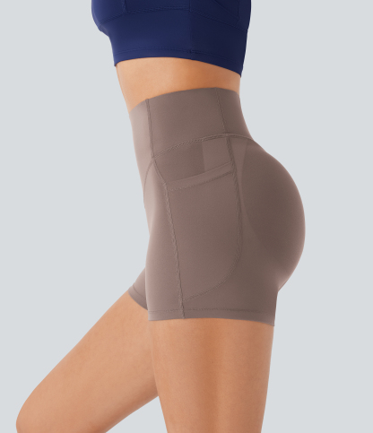 SoCinched High Waisted Scrunch Butt Lifting Tummy Control Pocket Shaping Workout Biker Shorts 3''