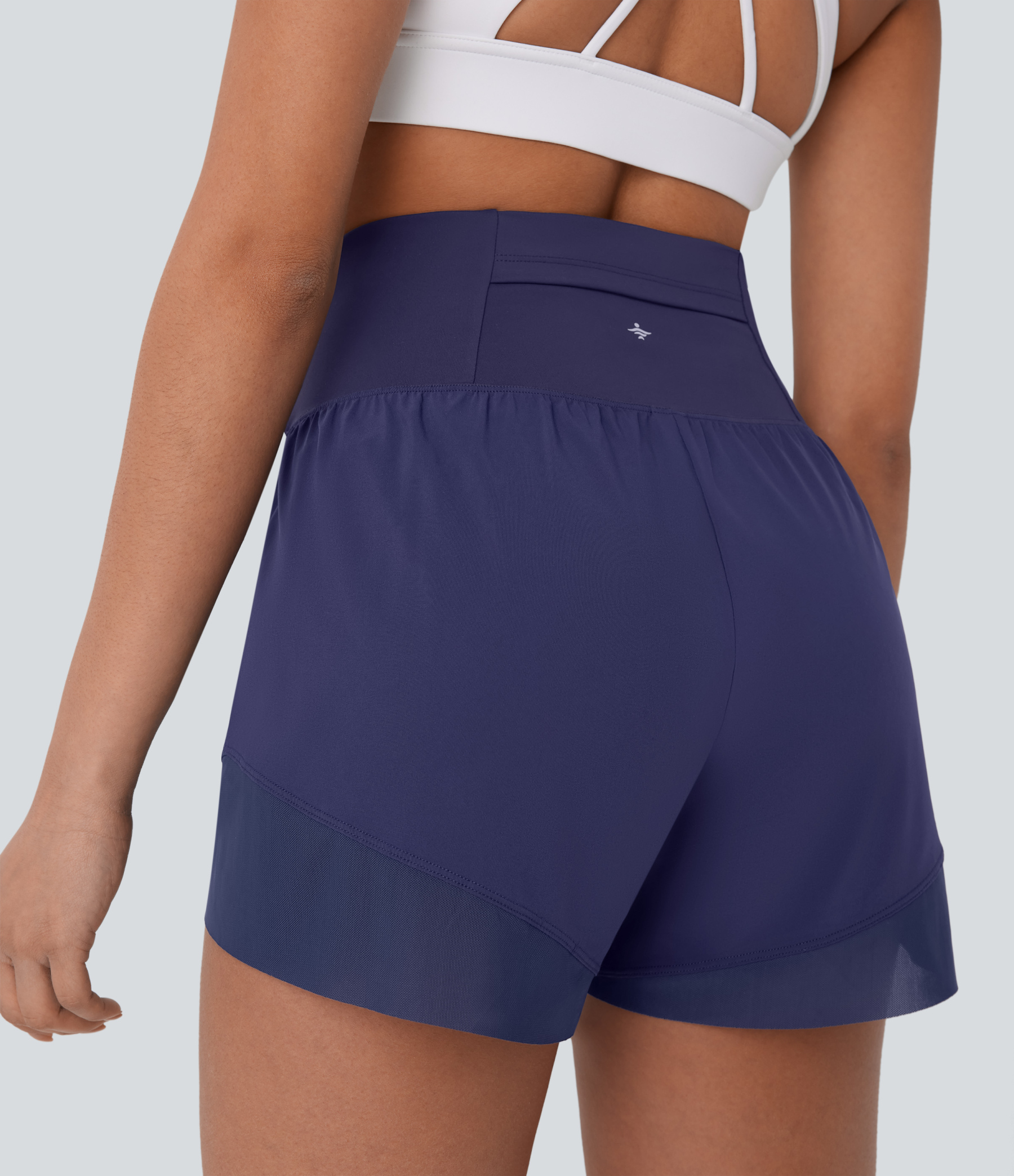 High Waisted Pocket Crossover Hem Quick Dry Yoga Shorts