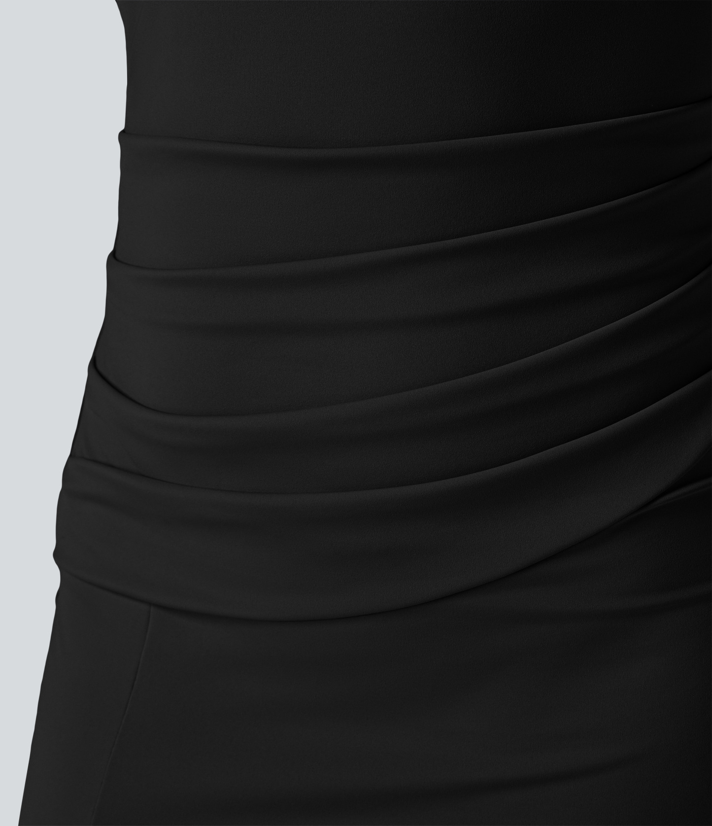 Airy Square Neck Backless Corset Ruched Split Bodycon Midi Cool Touch Bridesmaid and Wedding Guest Dress