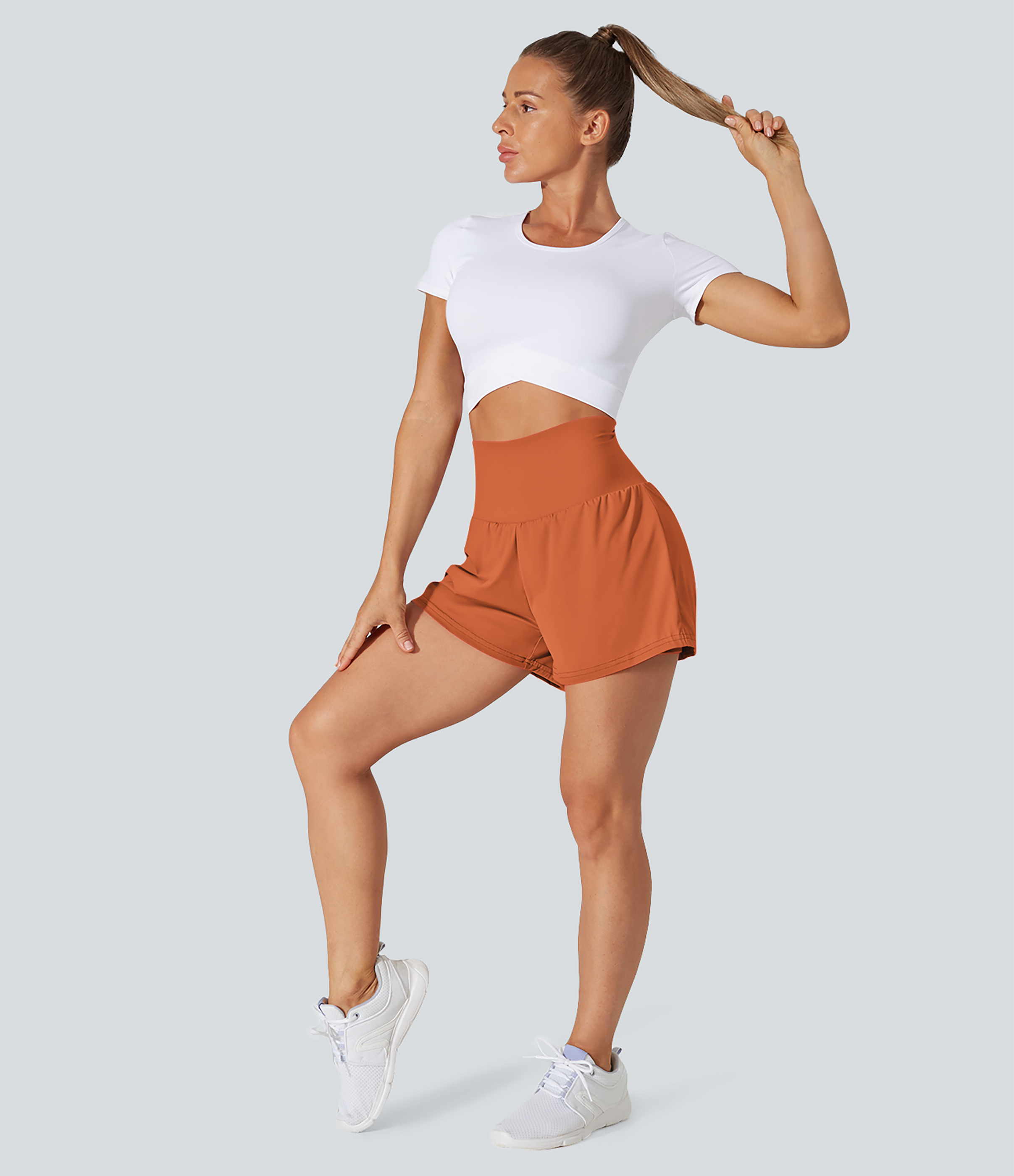 Airy Super High Waisted Cool Touch Yoga Shorts with Pockets