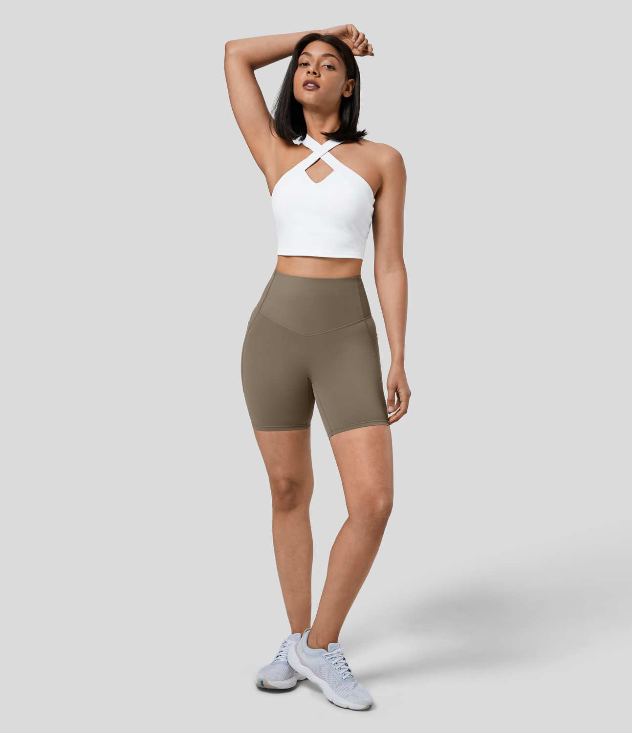 SoCinched High Waisted Tummy Control Pocket Shaping Training Biker Shorts 7''