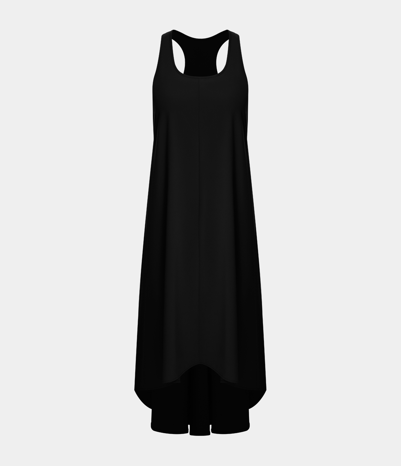 Backless Racerback Side Pocket High Low Flowy Midi Quick Dry Casual Dress
