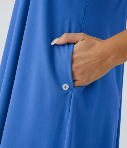 Backless Racerback Side Pocket High Low Flowy Midi Quick Dry Casual Dress