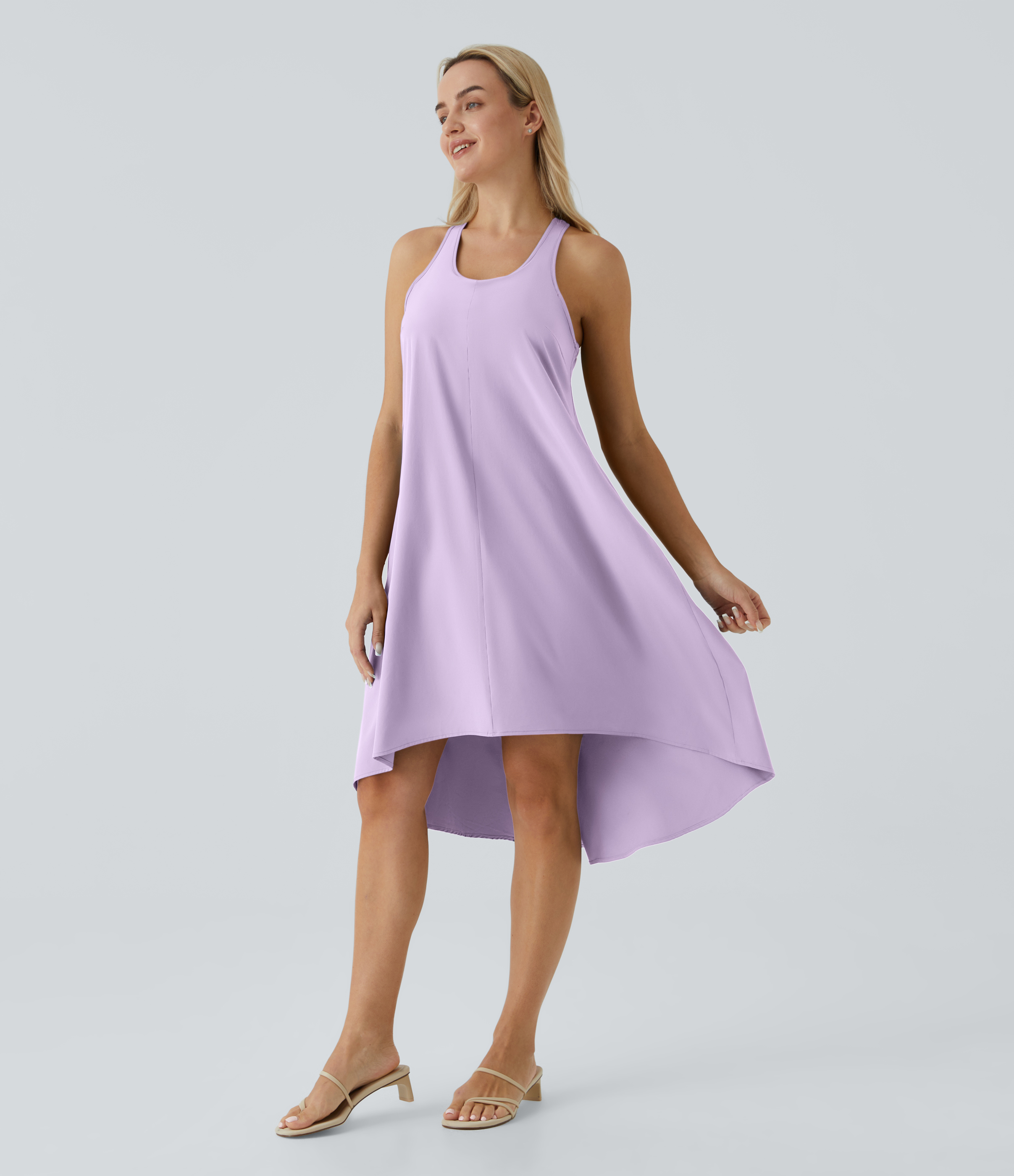 Breezeful™ Backless Racerback Side Pocket High Low Flowy Midi Quick Dr