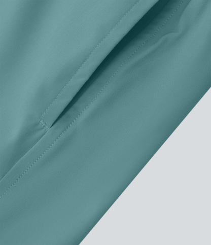 High Waisted Crossover Pocket 2-in-1 Quick Dry Yoga Shorts 4"