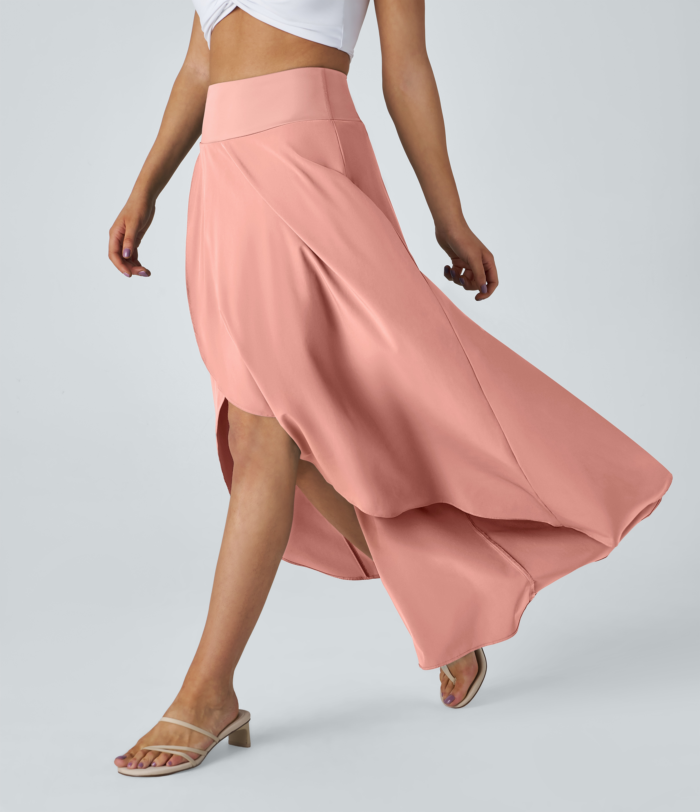 Breezeful™ High Waisted High Low Ruffle 2-in-1 Flowy Quick Dry Casual 
