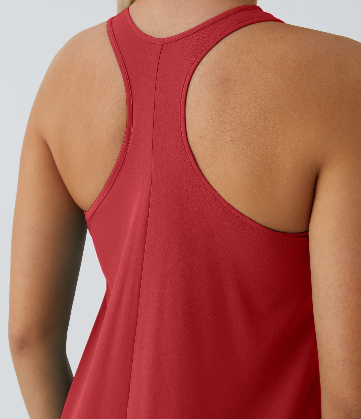 Backless Racerback Side Pocket High Low Flowy Midi Quick Dry Casual Dress