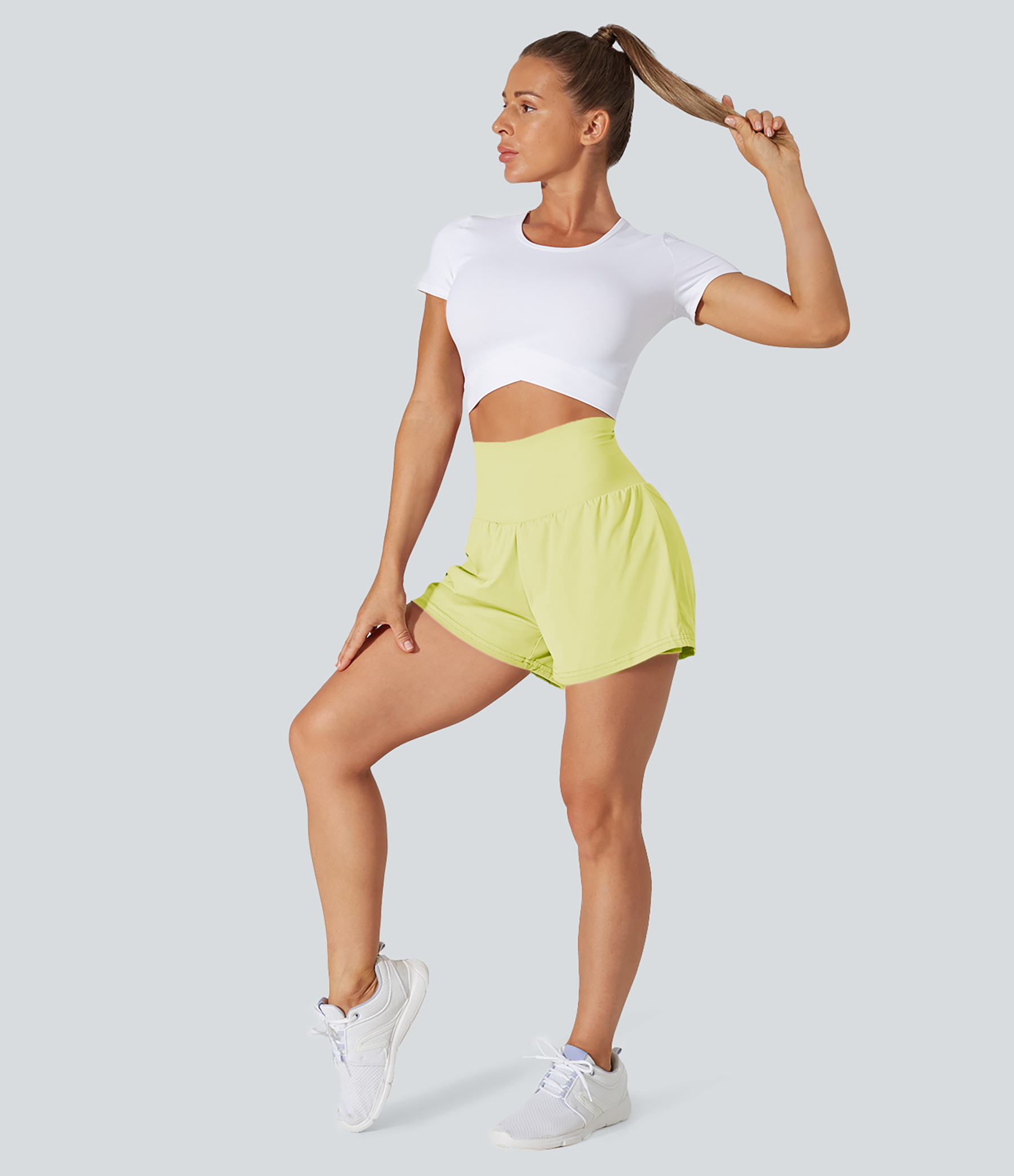 Airy Super High Waisted Cool Touch Yoga Shorts with Pockets