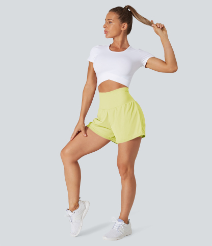 Airy Super High Waisted Cool Touch Yoga Shorts with Pockets