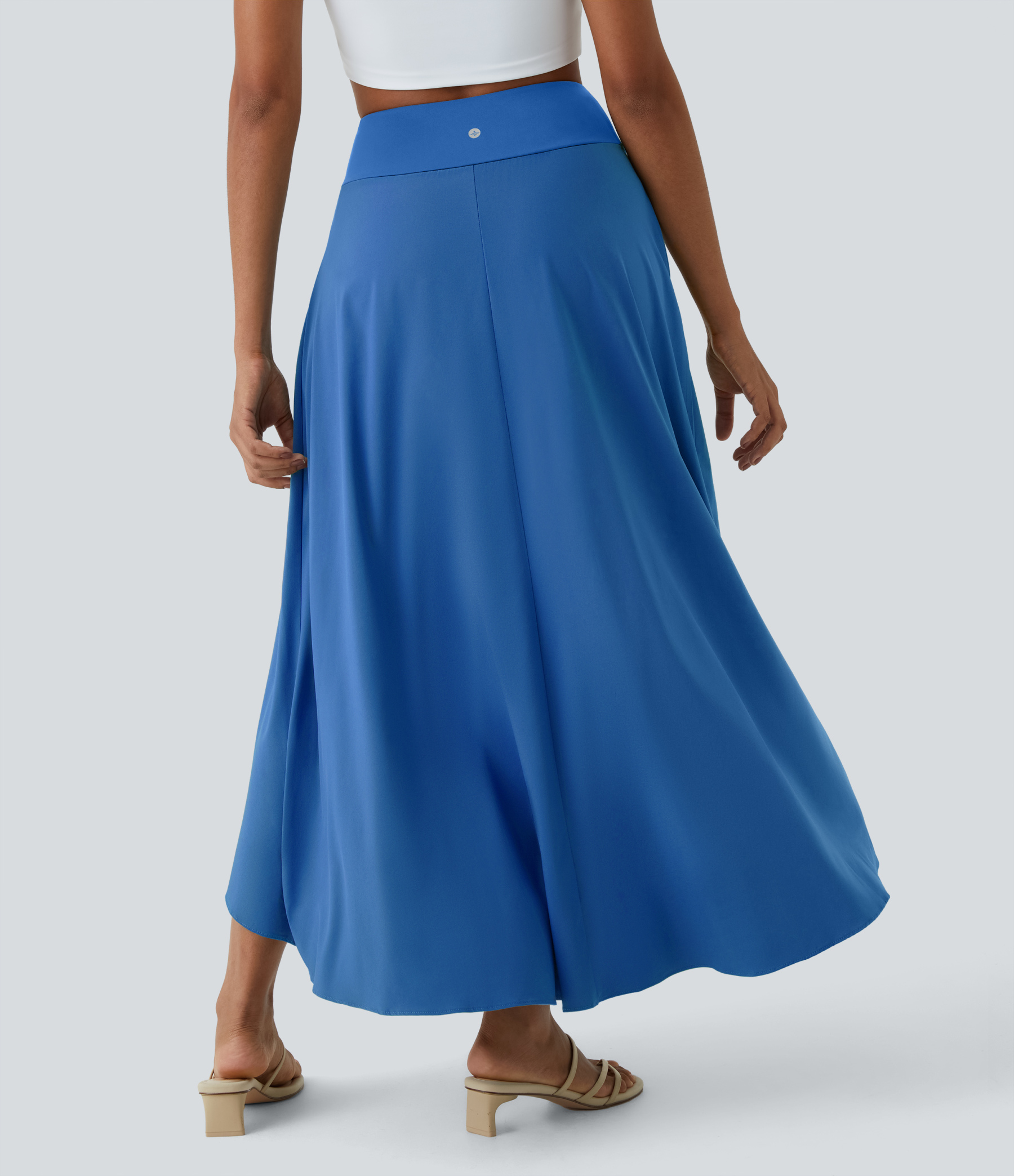 High Waisted High Low Ruffle 2-in-1 Flowy Quick Dry Casual Regular Maxi Skirt