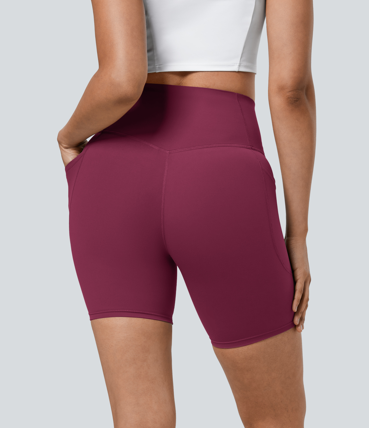 SoCinched High Waisted Tummy Control Pocket Shaping Training Biker Shorts 7''