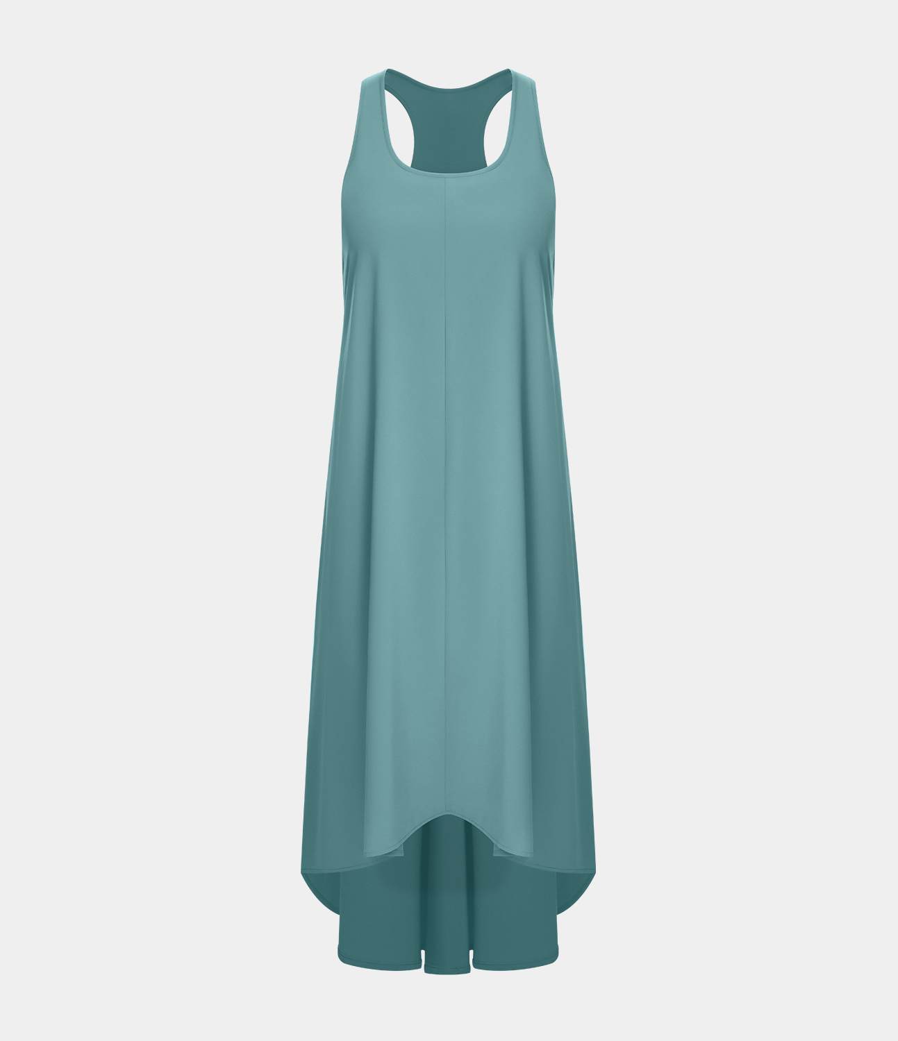 Backless Racerback Side Pocket High Low Flowy Midi Quick Dry Casual Dress
