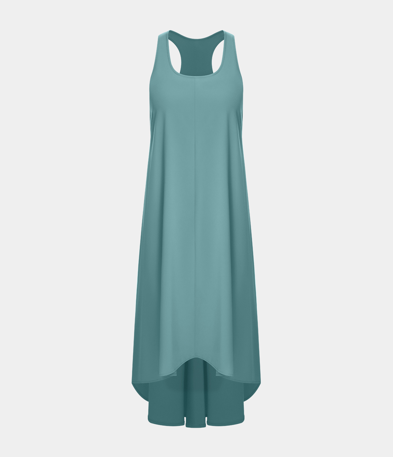 Backless Racerback Side Pocket High Low Flowy Midi Quick Dry Casual Dress