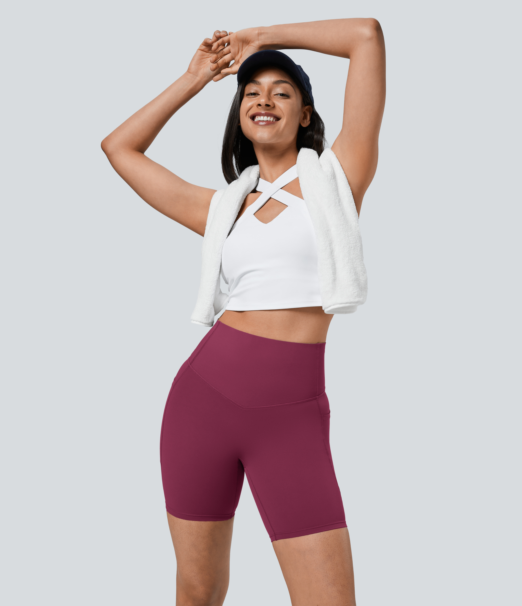 SoCinched High Waisted Tummy Control Pocket Shaping Training Biker Shorts 7''