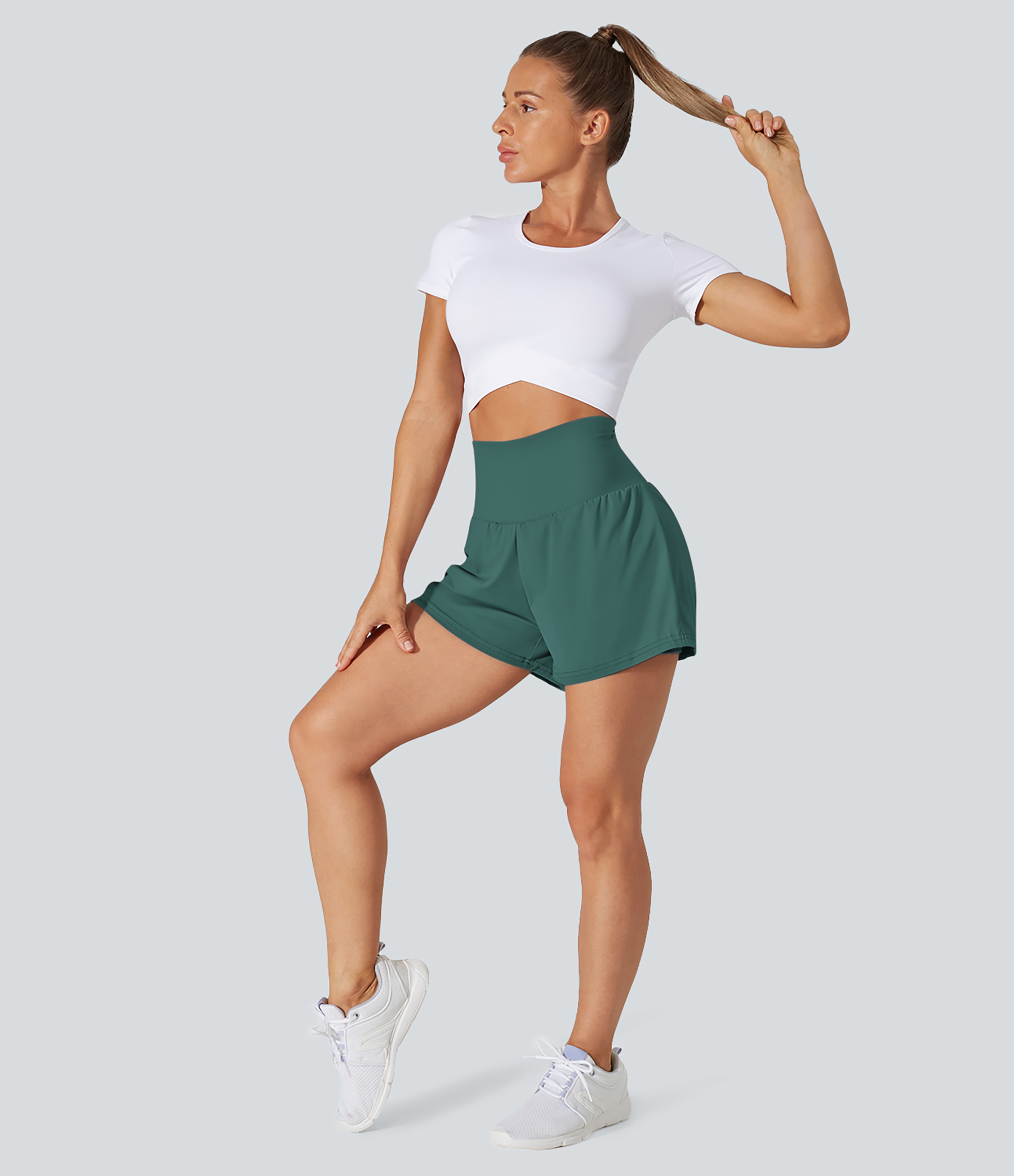 Airy Super High Waisted Cool Touch Yoga Shorts with Pockets