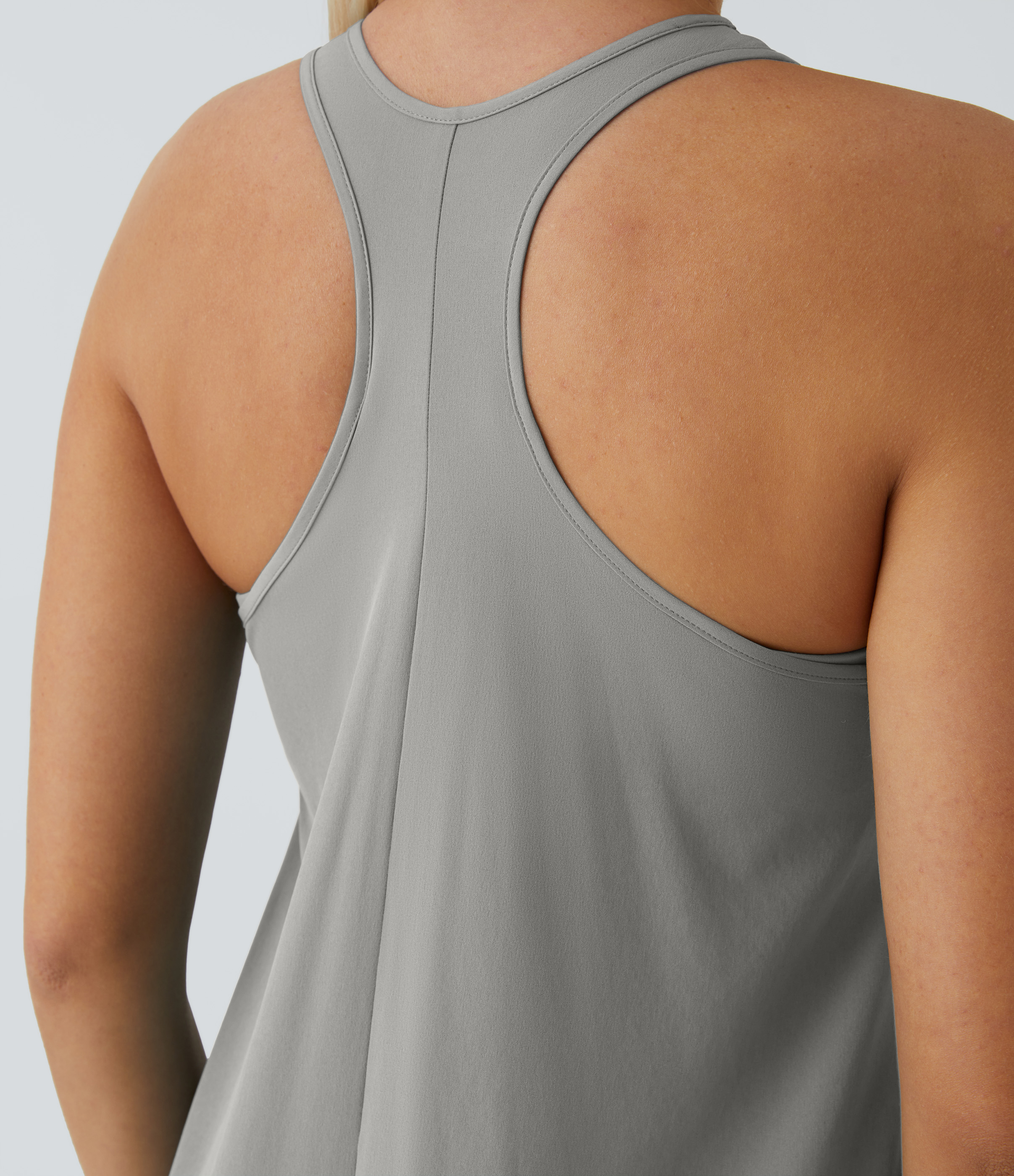 Backless Racerback Side Pocket High Low Flowy Midi Quick Dry Casual Dress