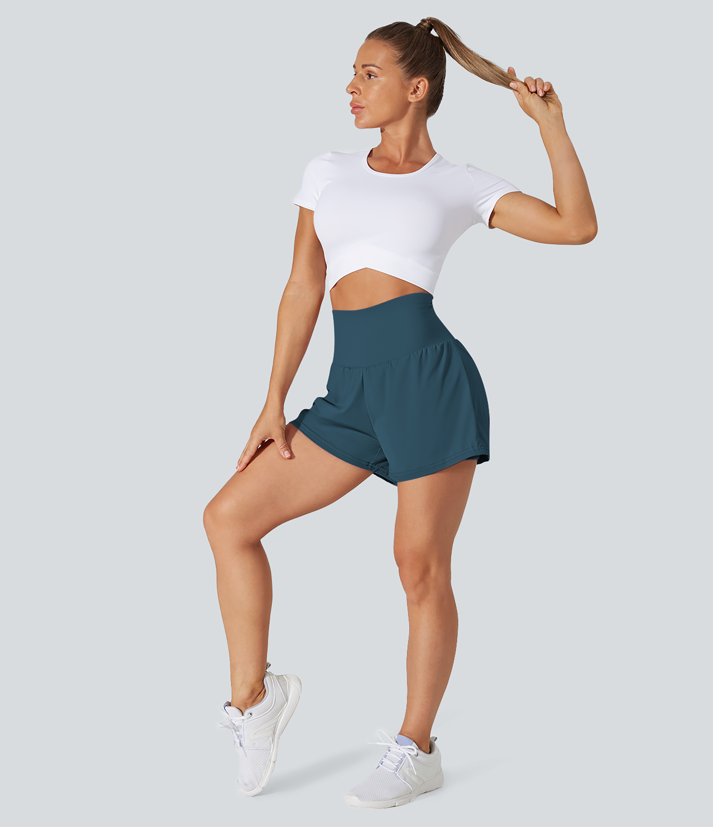 Airy Super High Waisted Cool Touch Yoga Shorts with Pockets