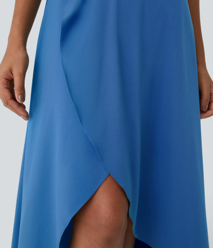 High Waisted High Low Ruffle 2-in-1 Flowy Quick Dry Casual Regular Maxi Skirt