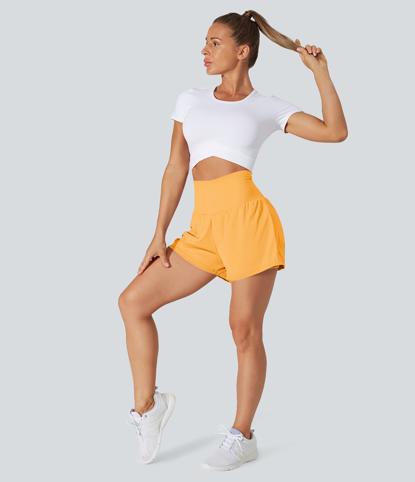 Airy Super High Waisted Cool Touch Yoga Shorts with Pockets