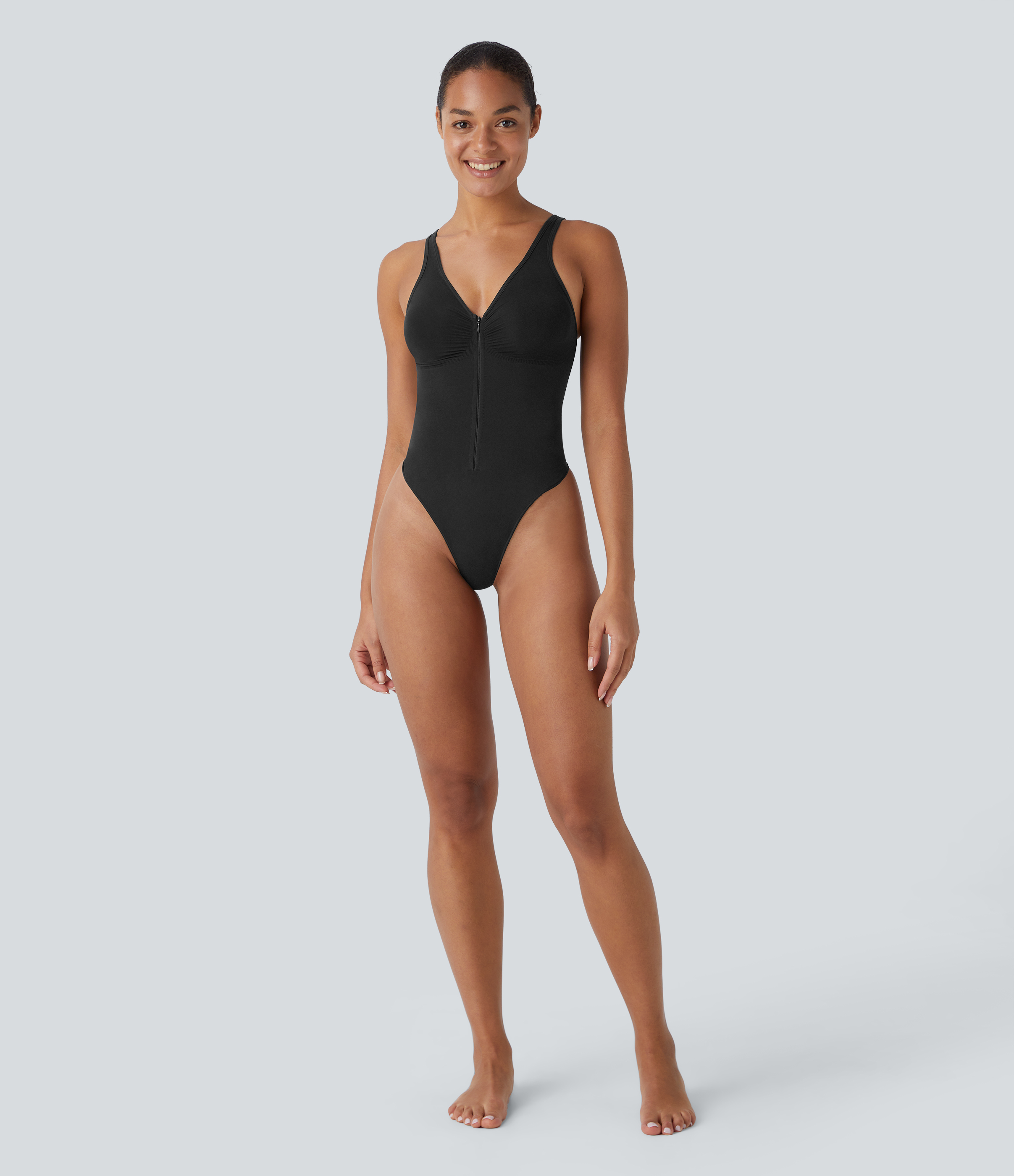 Flow Zipper Tummy Control Lounge Shapewear Bodysuit