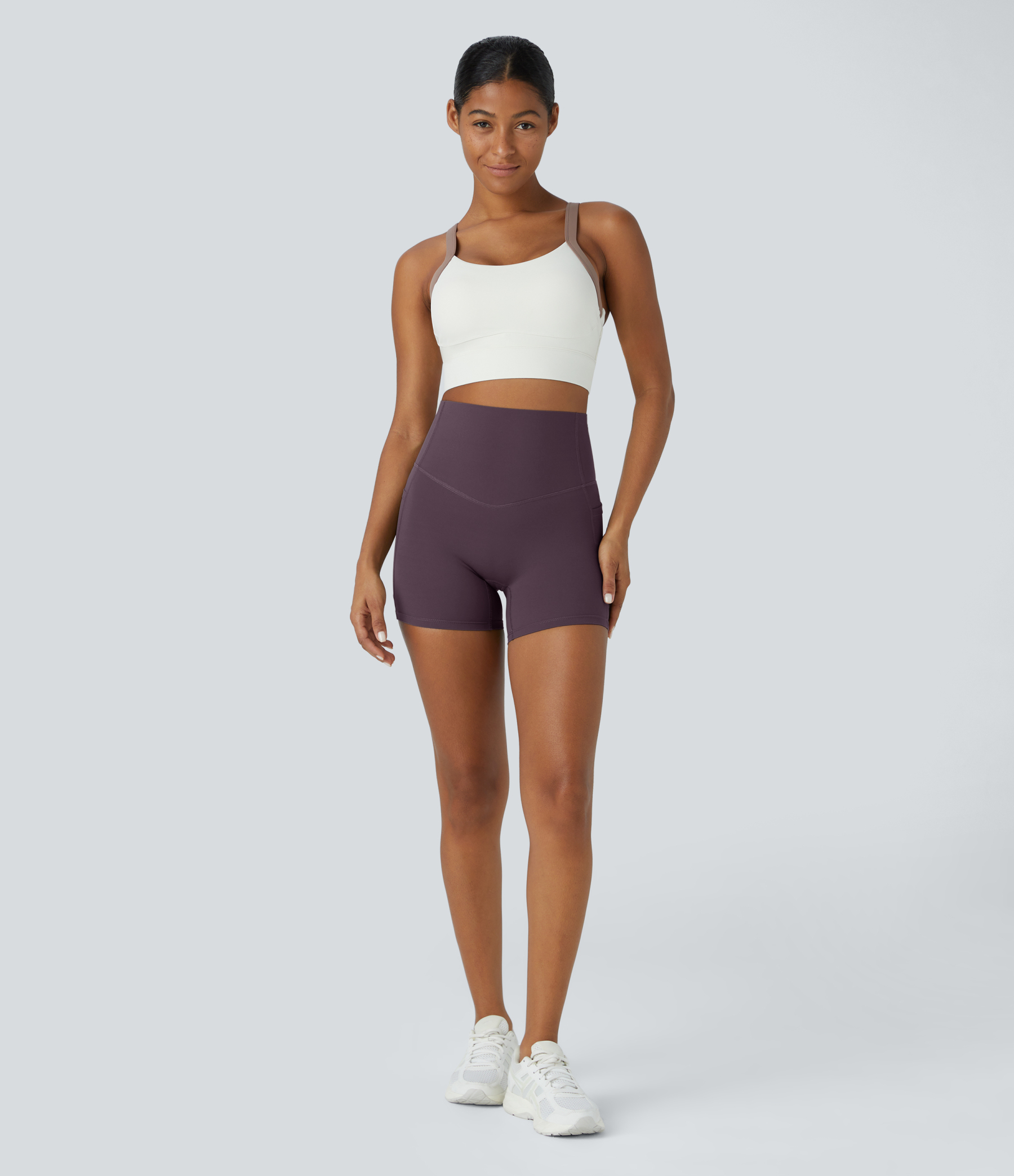 SoCinched High Waisted Tummy Control Side Pocket Shaping Training Biker Shorts 5''