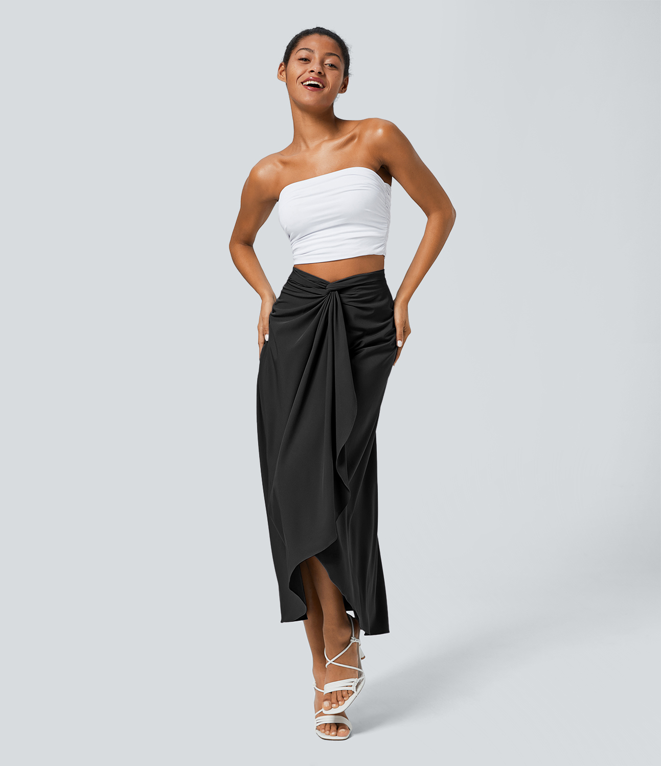 High Waisted Wrapped Tie Back Quick Dry Skirt