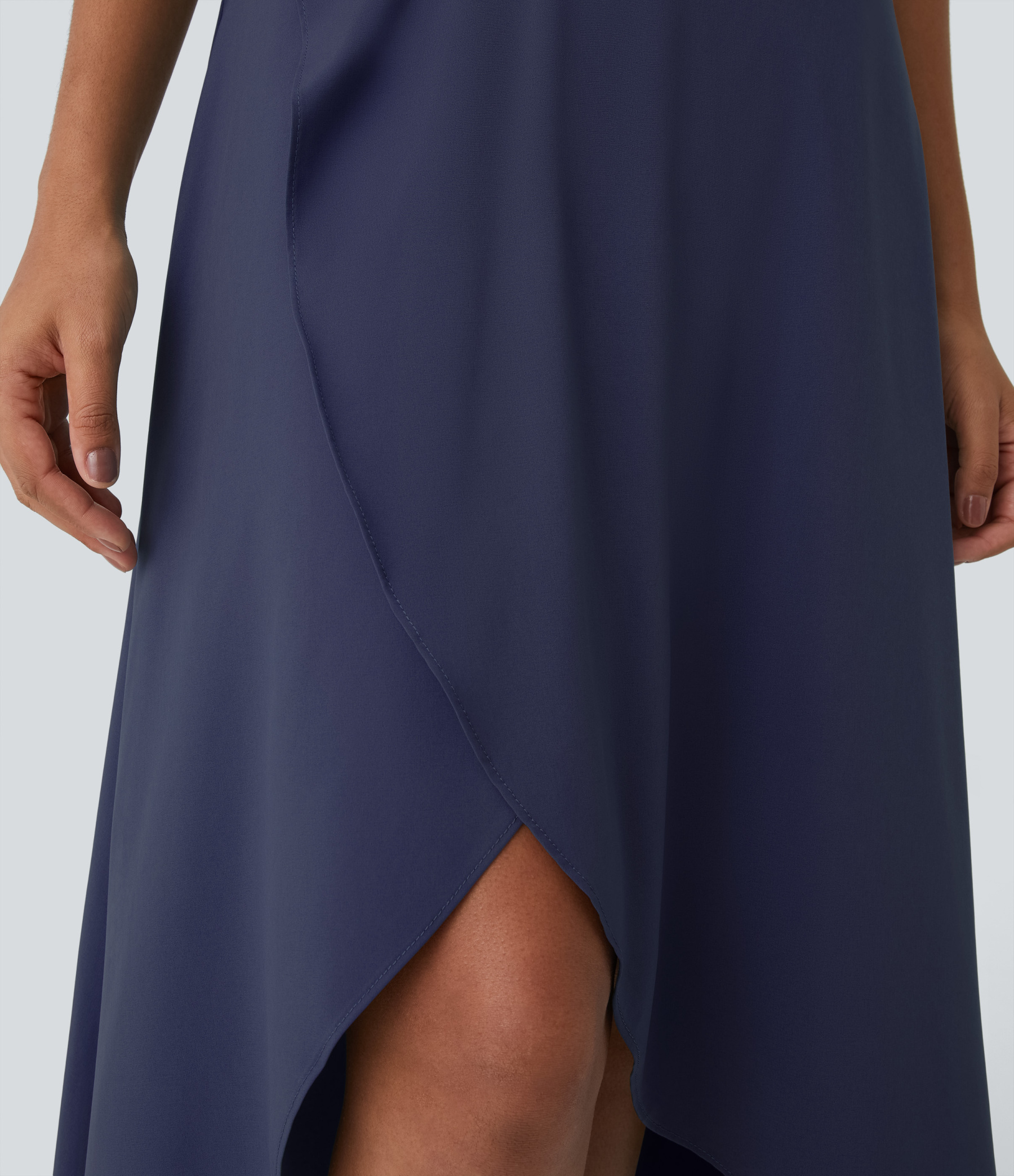 High Waisted High Low Ruffle 2-in-1 Flowy Quick Dry Casual Regular Maxi Skirt