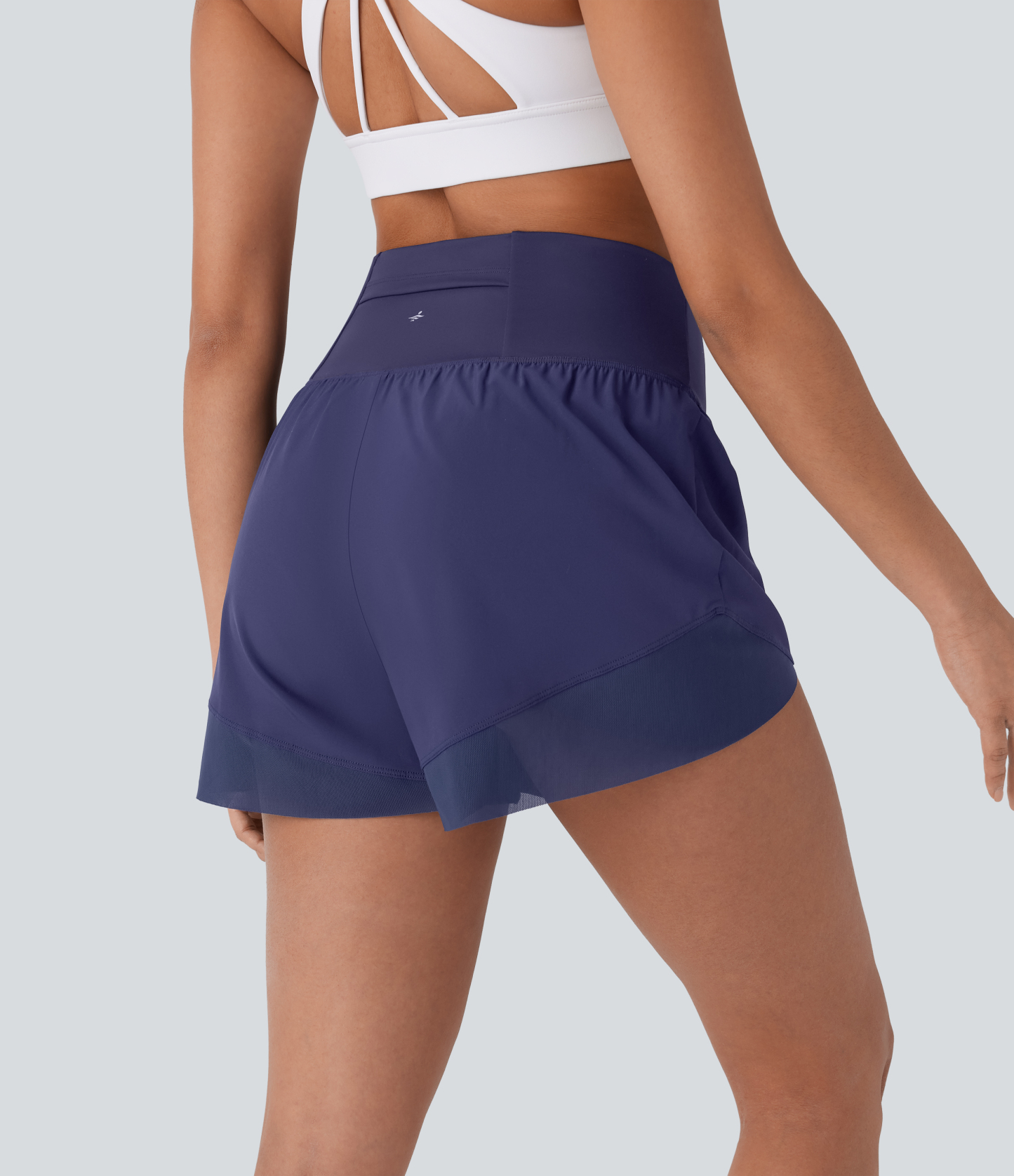 High Waisted Pocket Crossover Hem Quick Dry Yoga Shorts