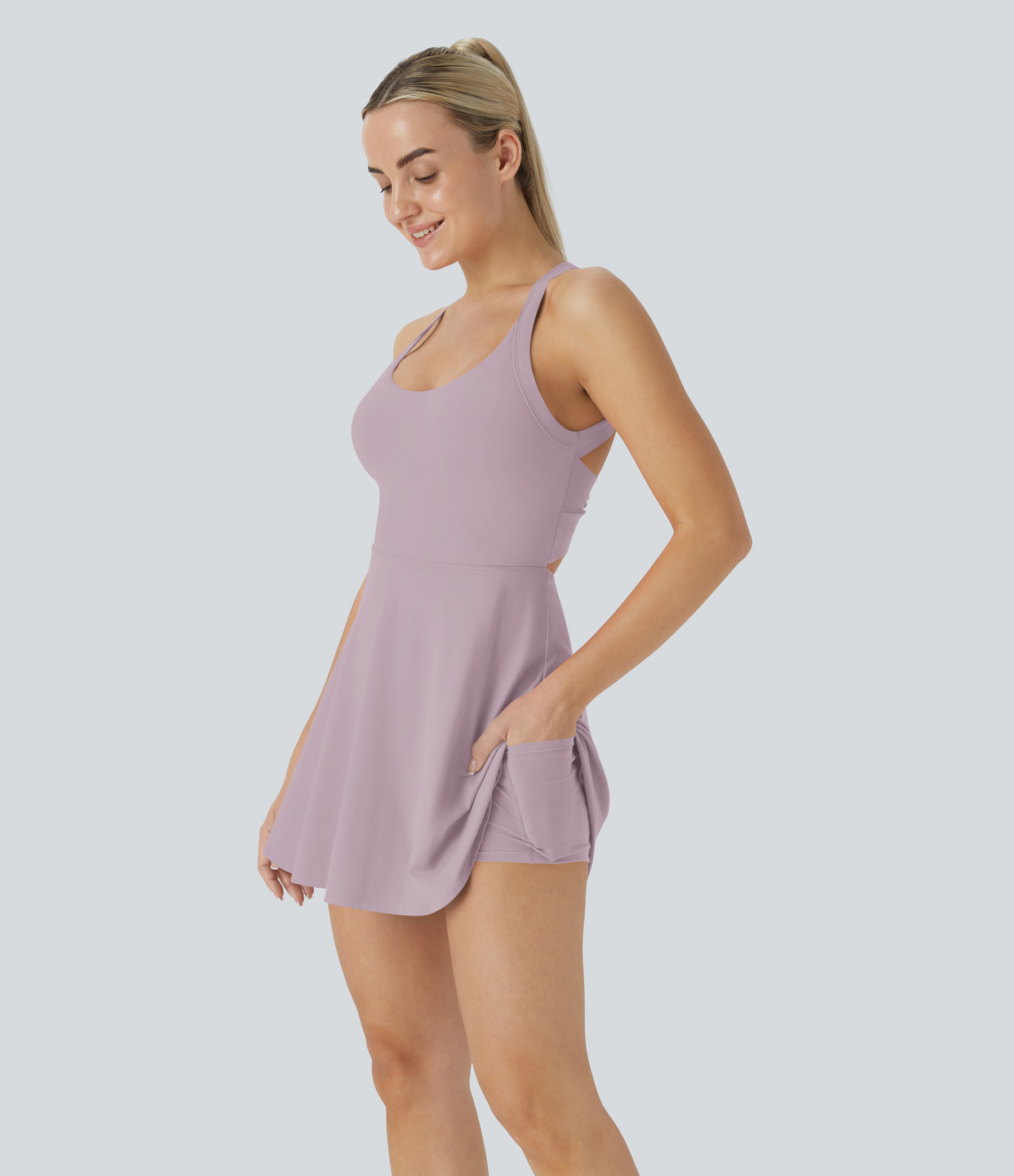 Airy Backless Twisted Cool Touch Dance Active Dress-Easy Peezy Edition