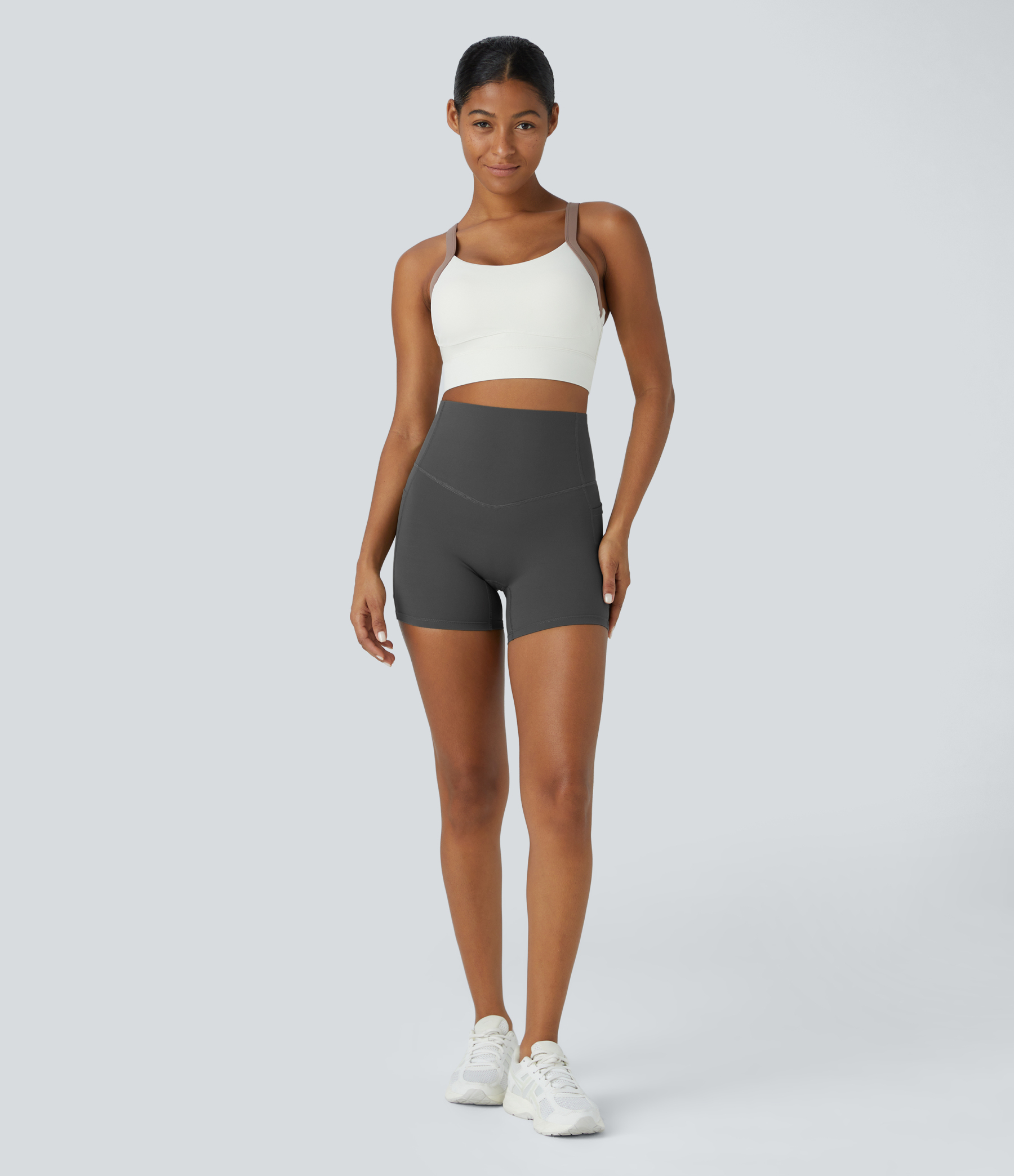 SoCinched High Waisted Tummy Control Side Pocket Shaping Training Biker Shorts 5''