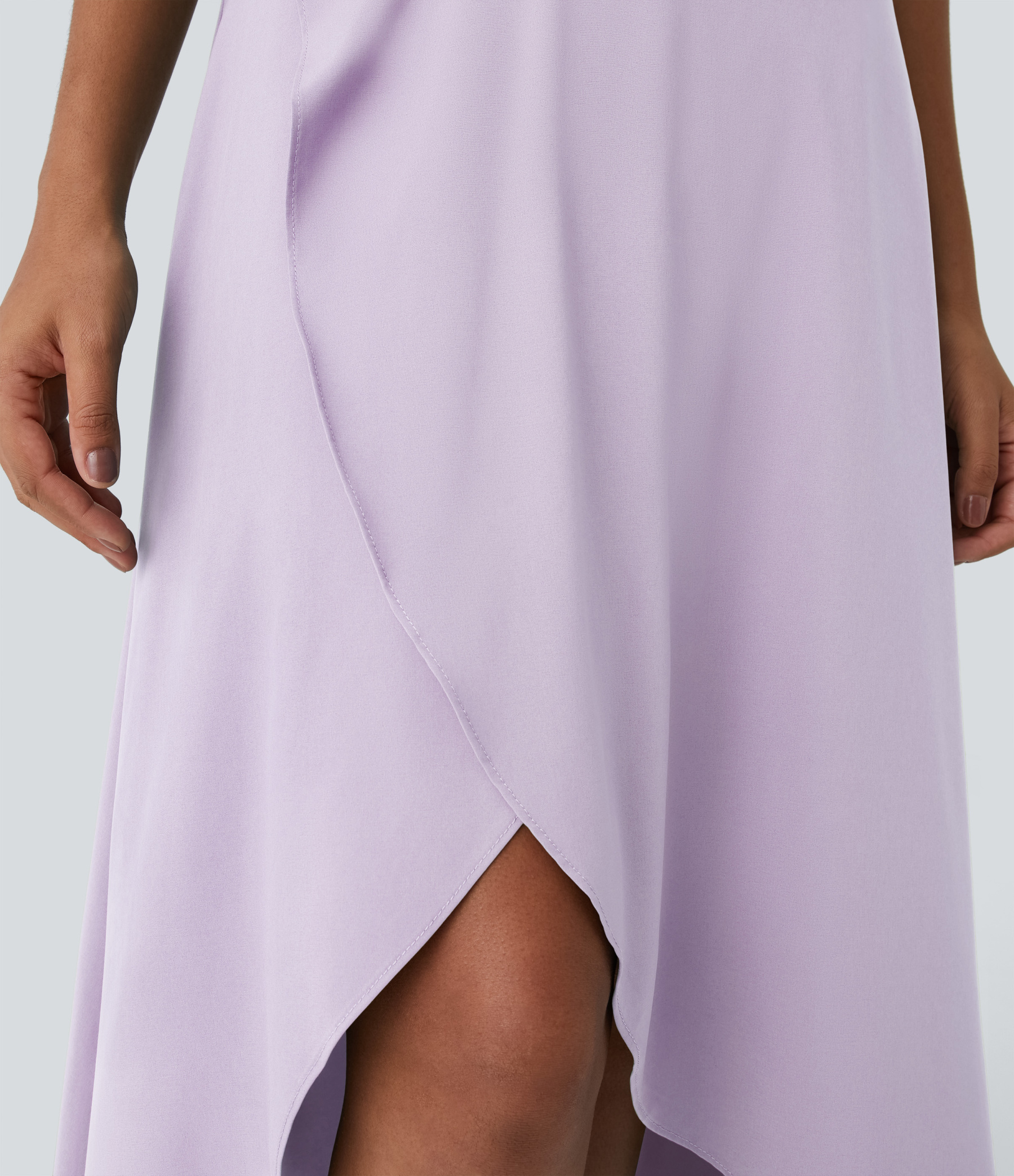 High Waisted High Low Ruffle 2-in-1 Flowy Quick Dry Casual Regular Maxi Skirt