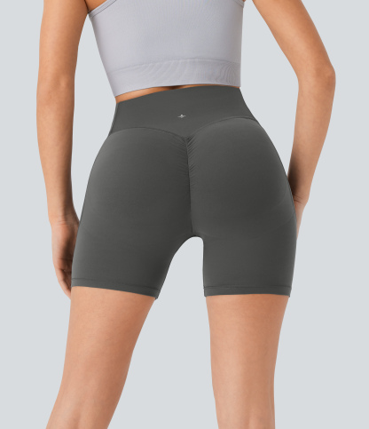 SoCinched High Waisted Scrunch Butt Lifting Tummy Control Side Pocket Shaping Workout Biker Shorts 5''