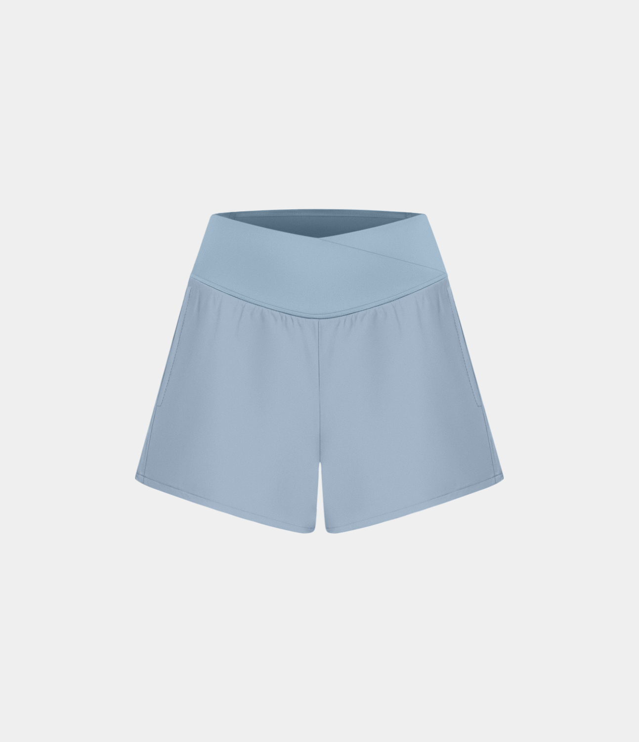 High Waisted Crossover Pocket 2-in-1 Quick Dry Yoga Shorts 4"