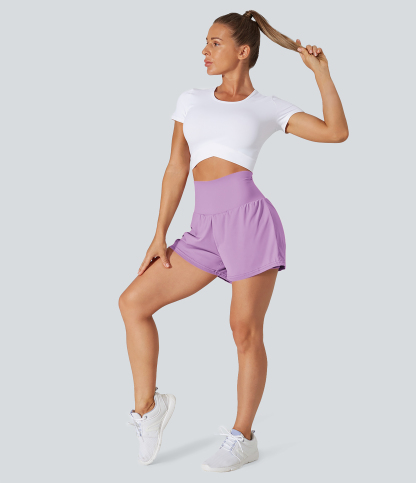 Airy Super High Waisted Cool Touch Yoga Shorts with Pockets