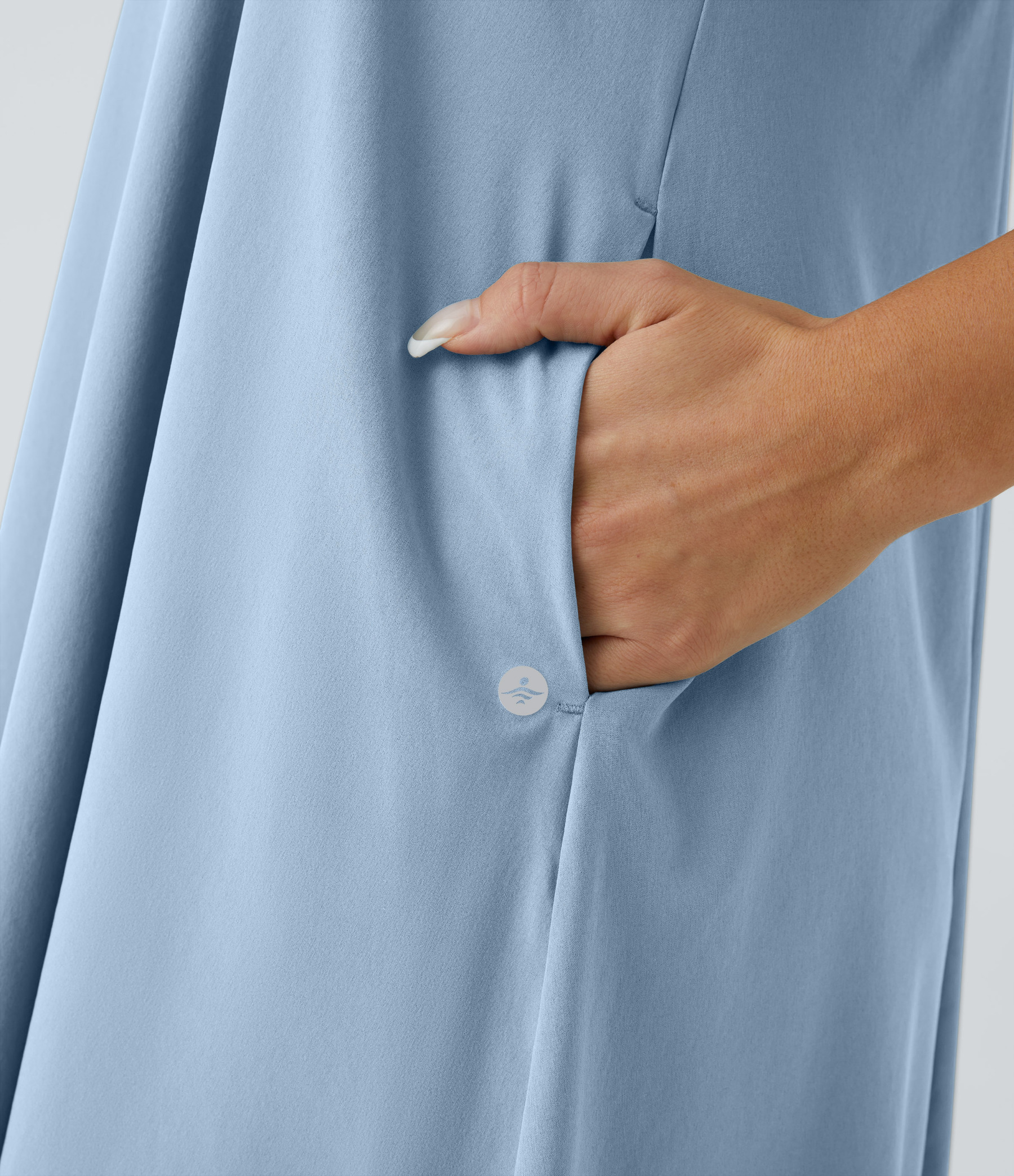 Backless Racerback Side Pocket High Low Flowy Midi Quick Dry Casual Dress