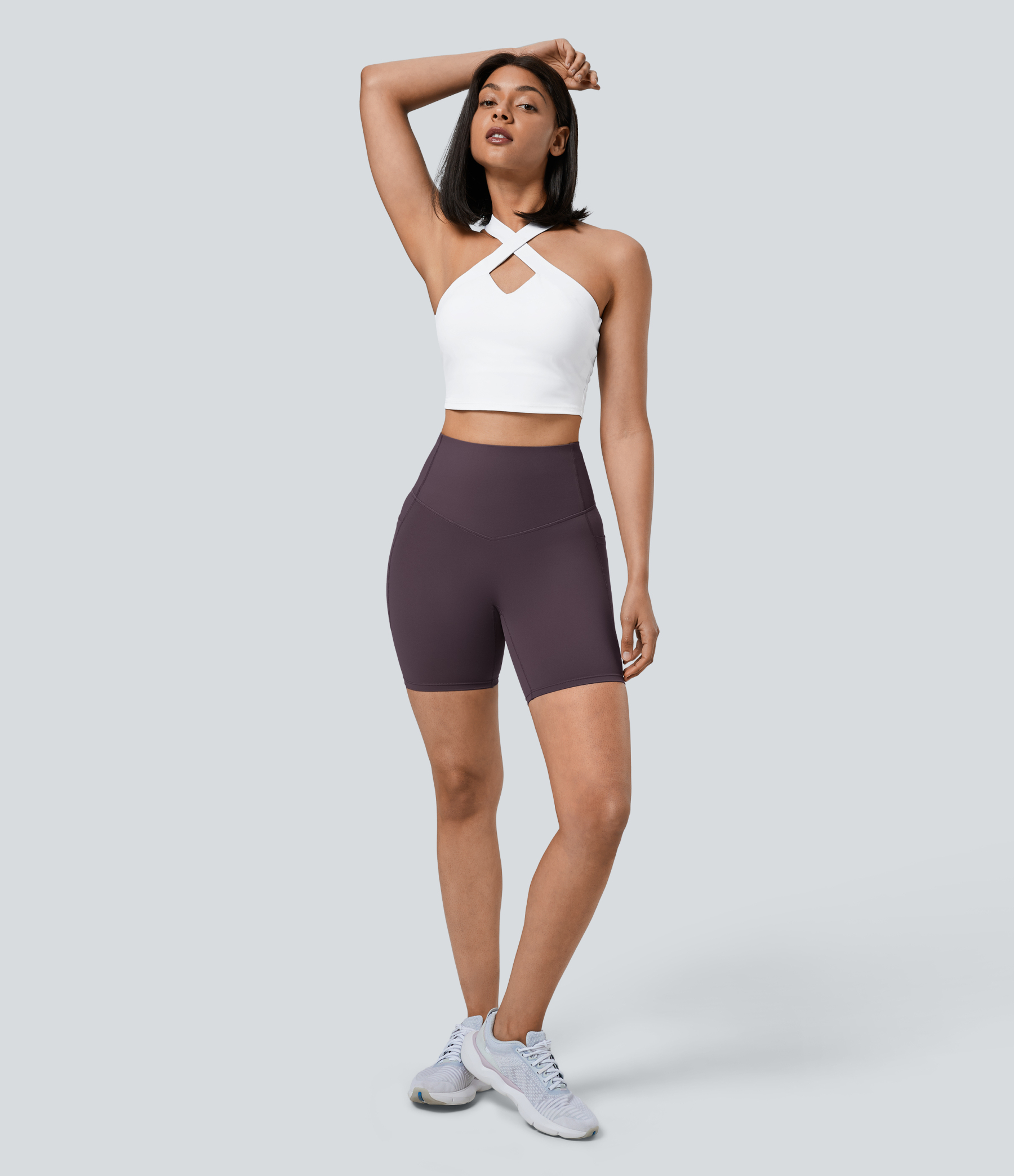 SoCinched High Waisted Tummy Control Pocket Shaping Training Biker Shorts 7''