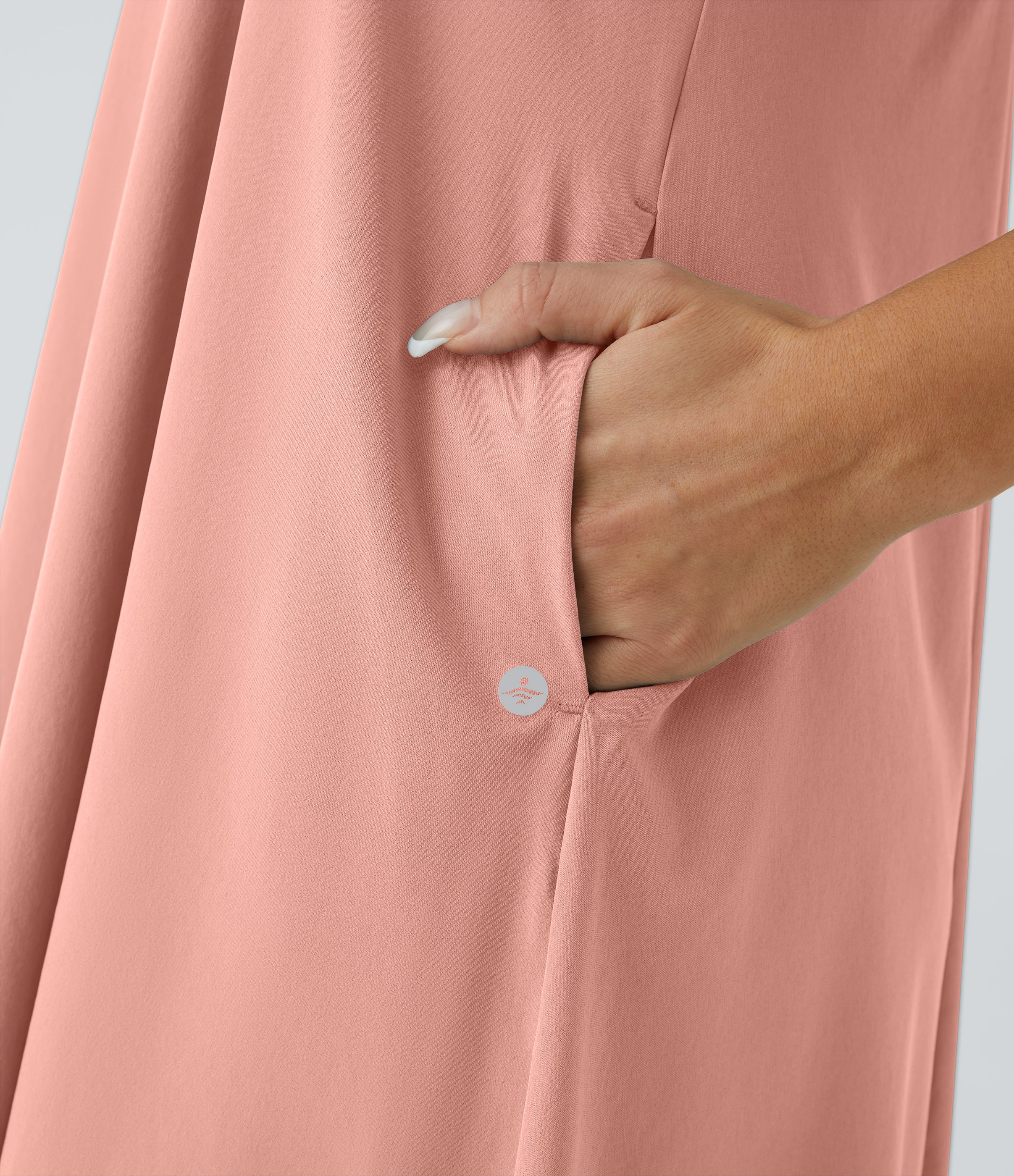 Backless Racerback Side Pocket High Low Flowy Midi Quick Dry Casual Dress