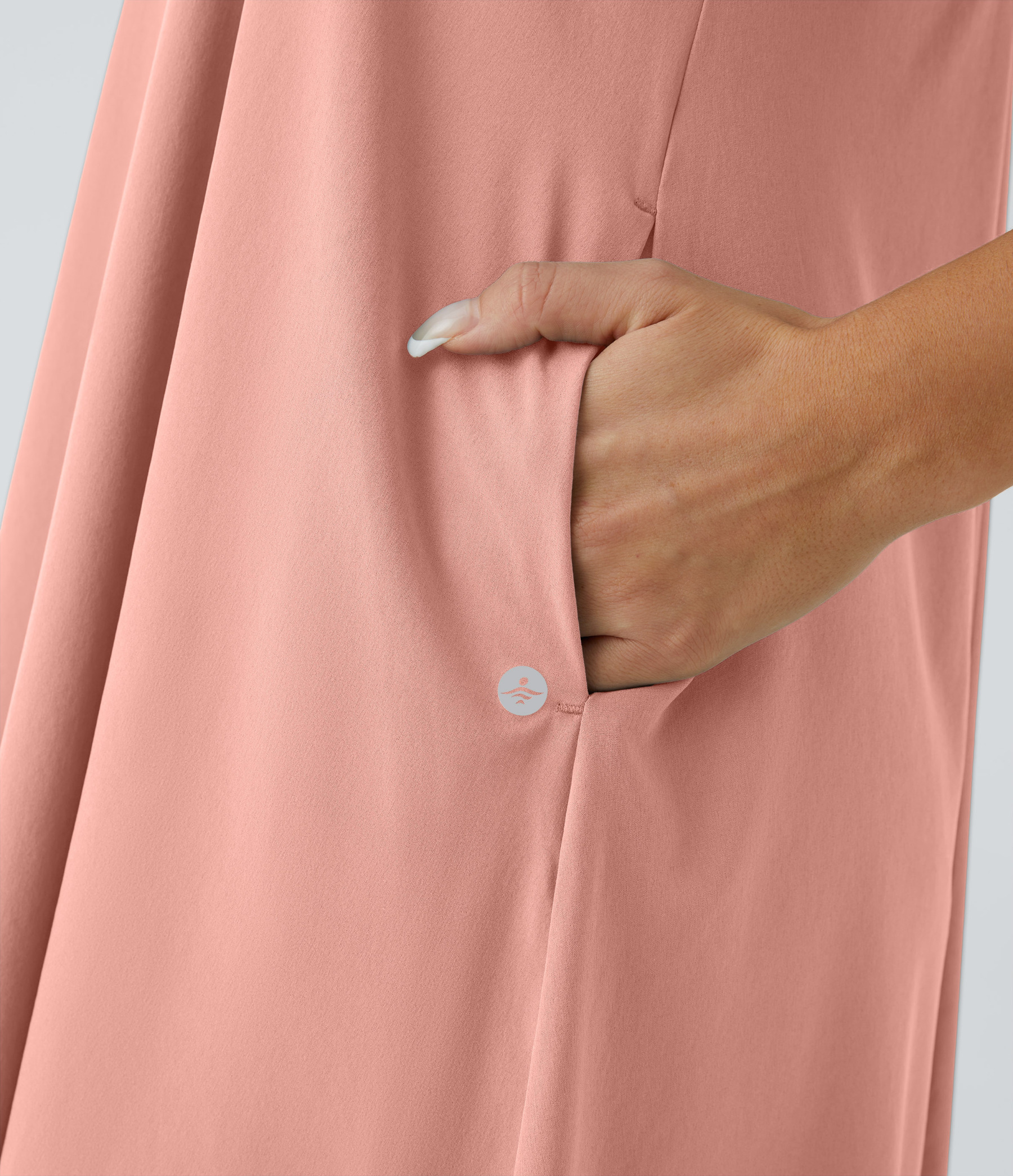 Backless Racerback Side Pocket High Low Flowy Midi Quick Dry Casual Dress