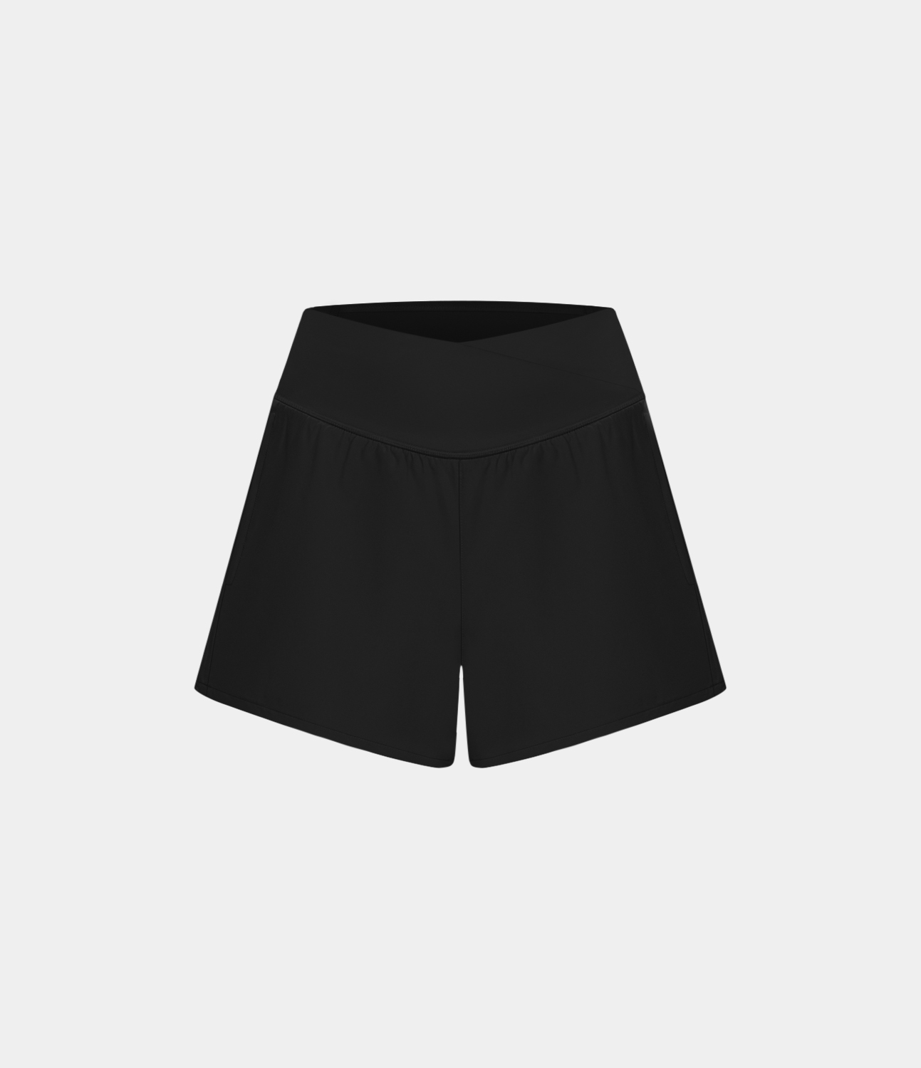 High Waisted Crossover Pocket 2-in-1 Quick Dry Yoga Shorts 4"