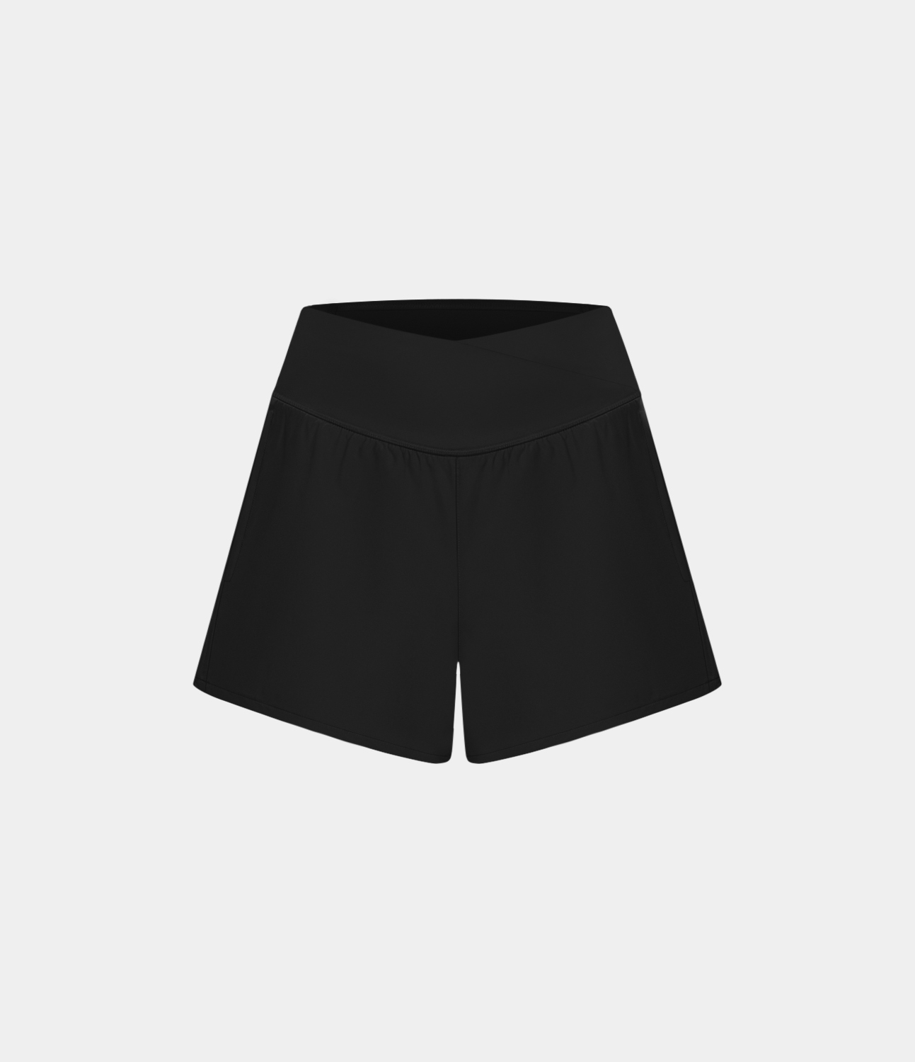 High Waisted Crossover Pocket 2-in-1 Quick Dry Yoga Shorts 4"