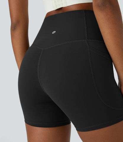 SoCinched High Waisted Tummy Control Side Pocket Shaping Training Biker Shorts 5''