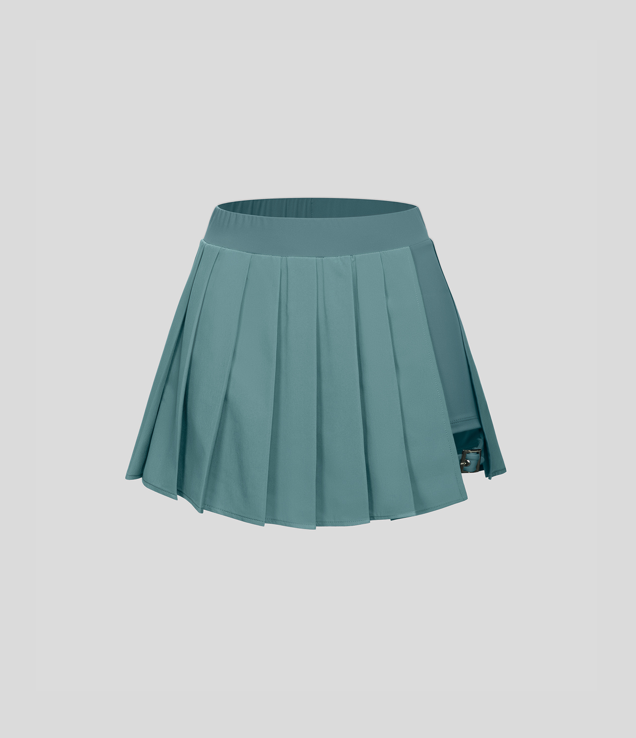 High Waisted Pleated 2-in-1 Pocket Adjustable Buckle Micro Mini Quick Dry Casual Skirt