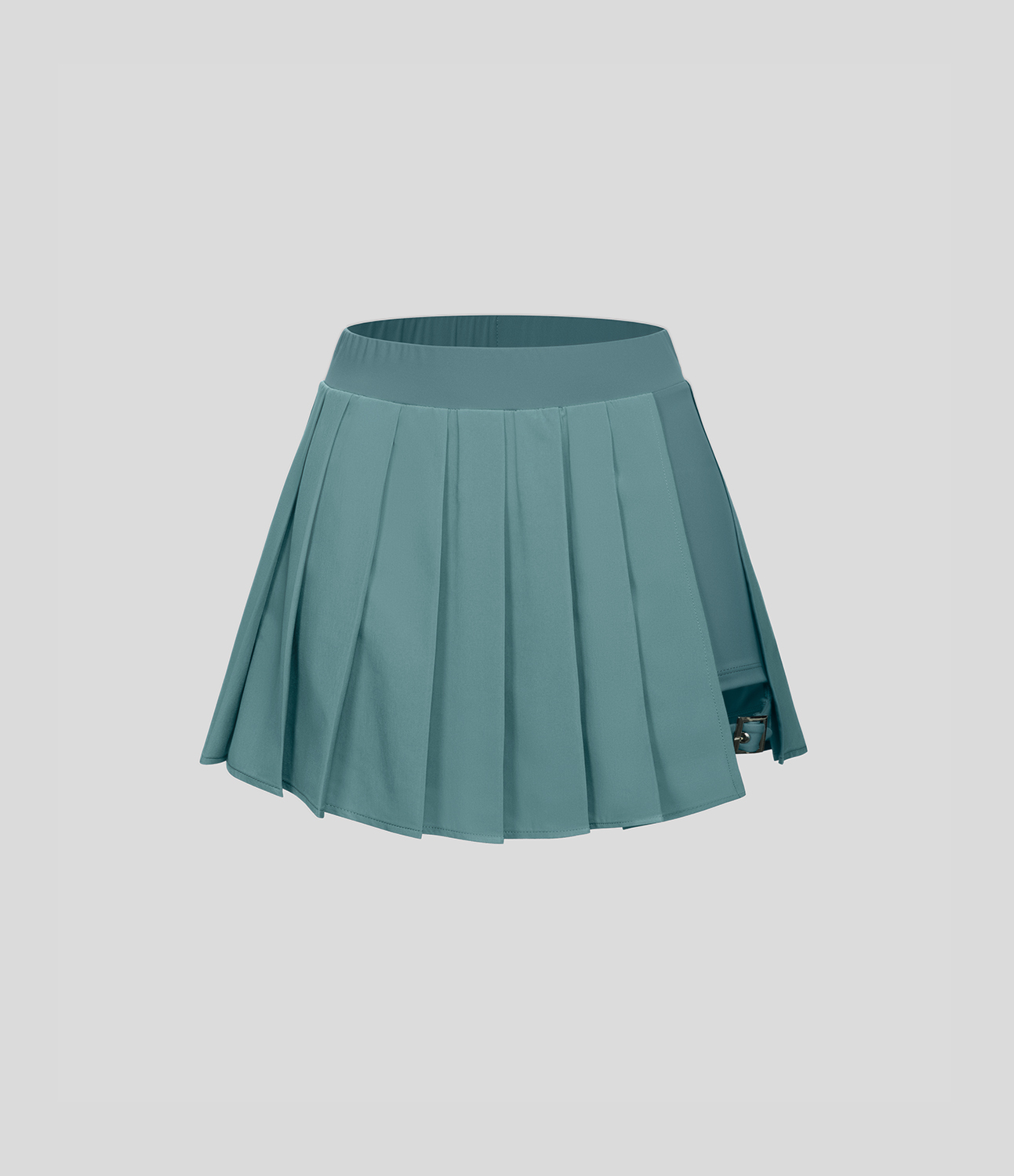 High Waisted Pleated 2-in-1 Pocket Adjustable Buckle Micro Mini Quick Dry Casual Skirt