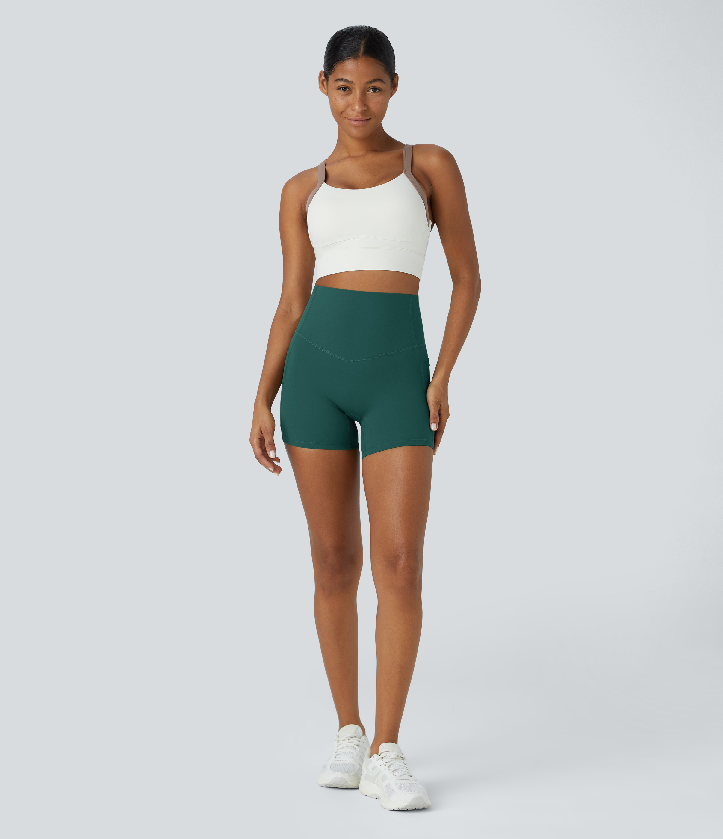 SoCinched High Waisted Tummy Control Side Pocket Shaping Training Biker Shorts 5''