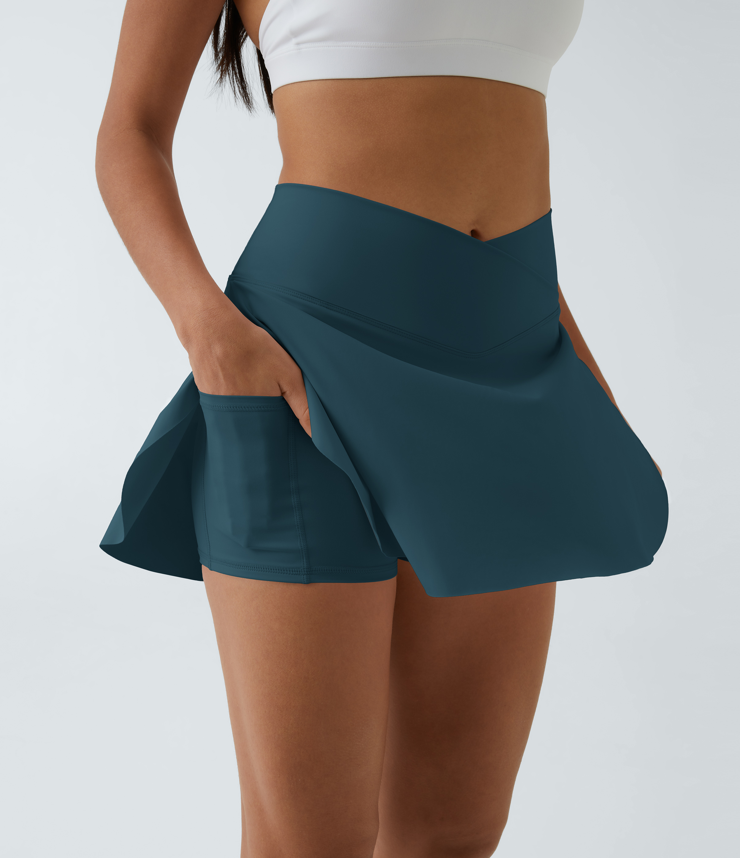 SoftlyZero™ Airy Crossover Pocket 2-in-1 Cool Touch Tennis Skirt-Lucid